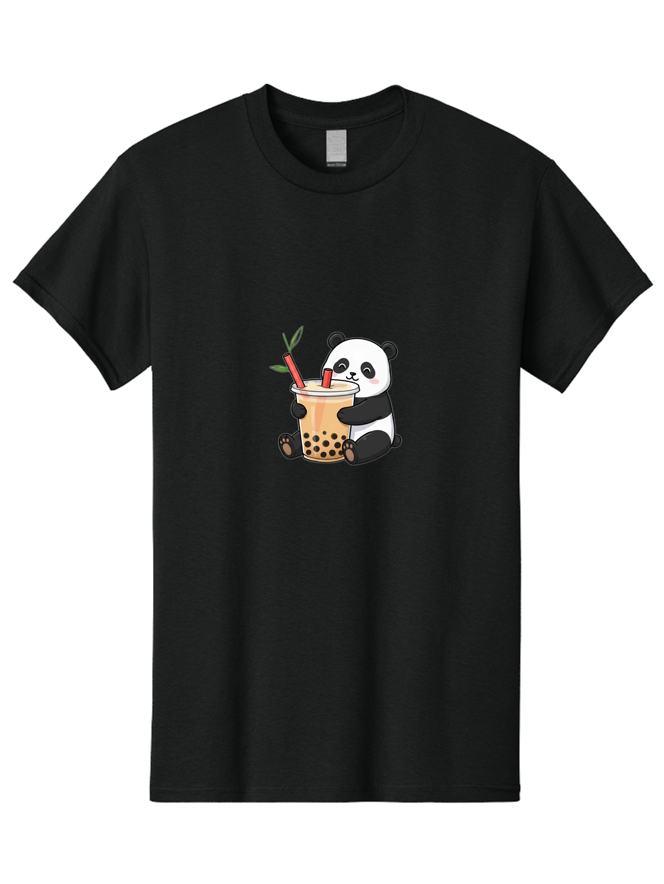 Panda-Bubble-Tea Men'S Graphic Tee, 100% Cotton, Comfortable Casual Summer Wear, Machine Washable, Cute Panda, Bubble Tea, Boba, Kawaii, Cartoon Character, Adorable, Tea Drink, Straw, Black Boba, Milk Tea, Happy Panda, Tea Lover, Boba Lover Bad399