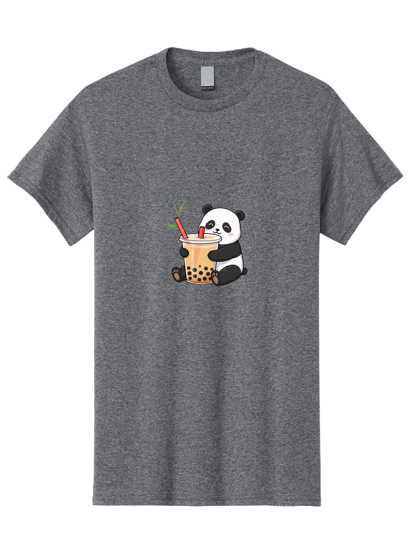 Panda-Bubble-Tea Men'S Graphic Tee, 100% Cotton, Comfortable Casual Summer Wear, Machine Washable, Cute Panda, Bubble Tea, Boba, Kawaii, Cartoon Character, Adorable, Tea Drink, Straw, Black Boba, Milk Tea, Happy Panda, Tea Lover, Boba Lover Bad399