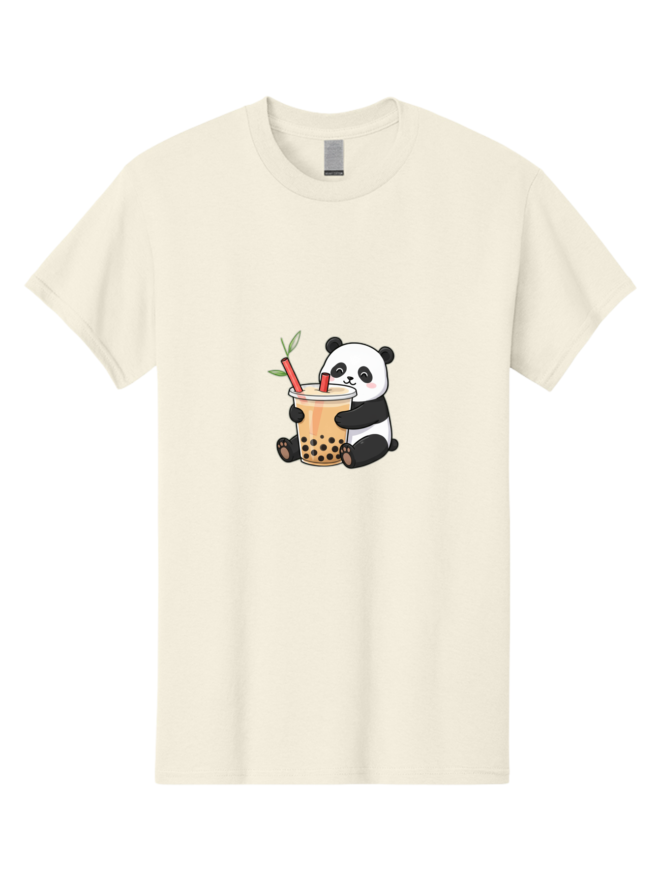 Panda-Bubble-Tea Men'S Graphic Tee, 100% Cotton, Comfortable Casual Summer Wear, Machine Washable, Cute Panda, Bubble Tea, Boba, Kawaii, Cartoon Character, Adorable, Tea Drink, Straw, Black Boba, Milk Tea, Happy Panda, Tea Lover, Boba Lover Bad399