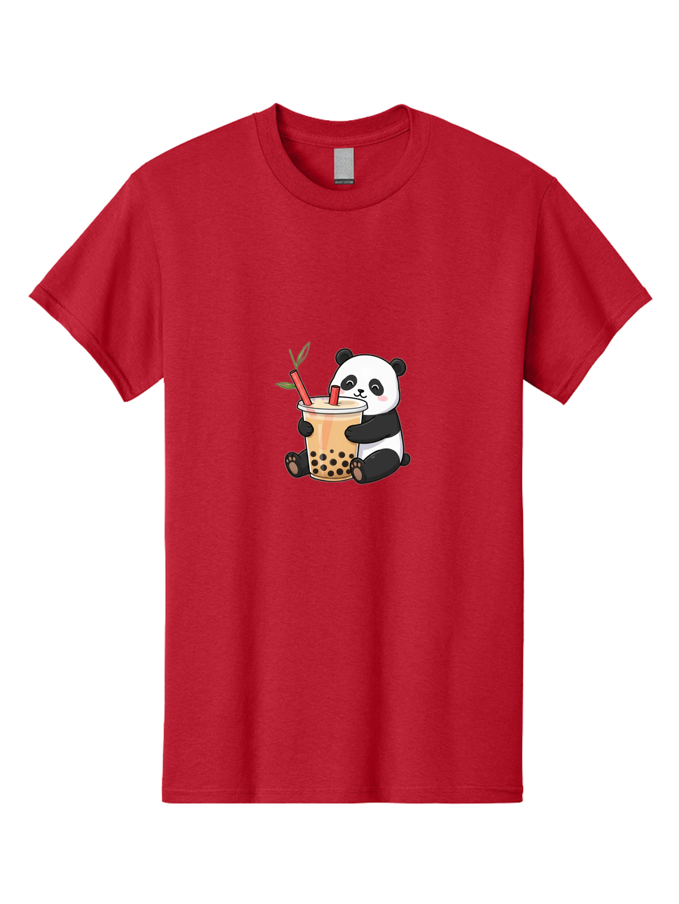 Panda-Bubble-Tea Men'S Graphic Tee, 100% Cotton, Comfortable Casual Summer Wear, Machine Washable, Cute Panda, Bubble Tea, Boba, Kawaii, Cartoon Character, Adorable, Tea Drink, Straw, Black Boba, Milk Tea, Happy Panda, Tea Lover, Boba Lover Bad399