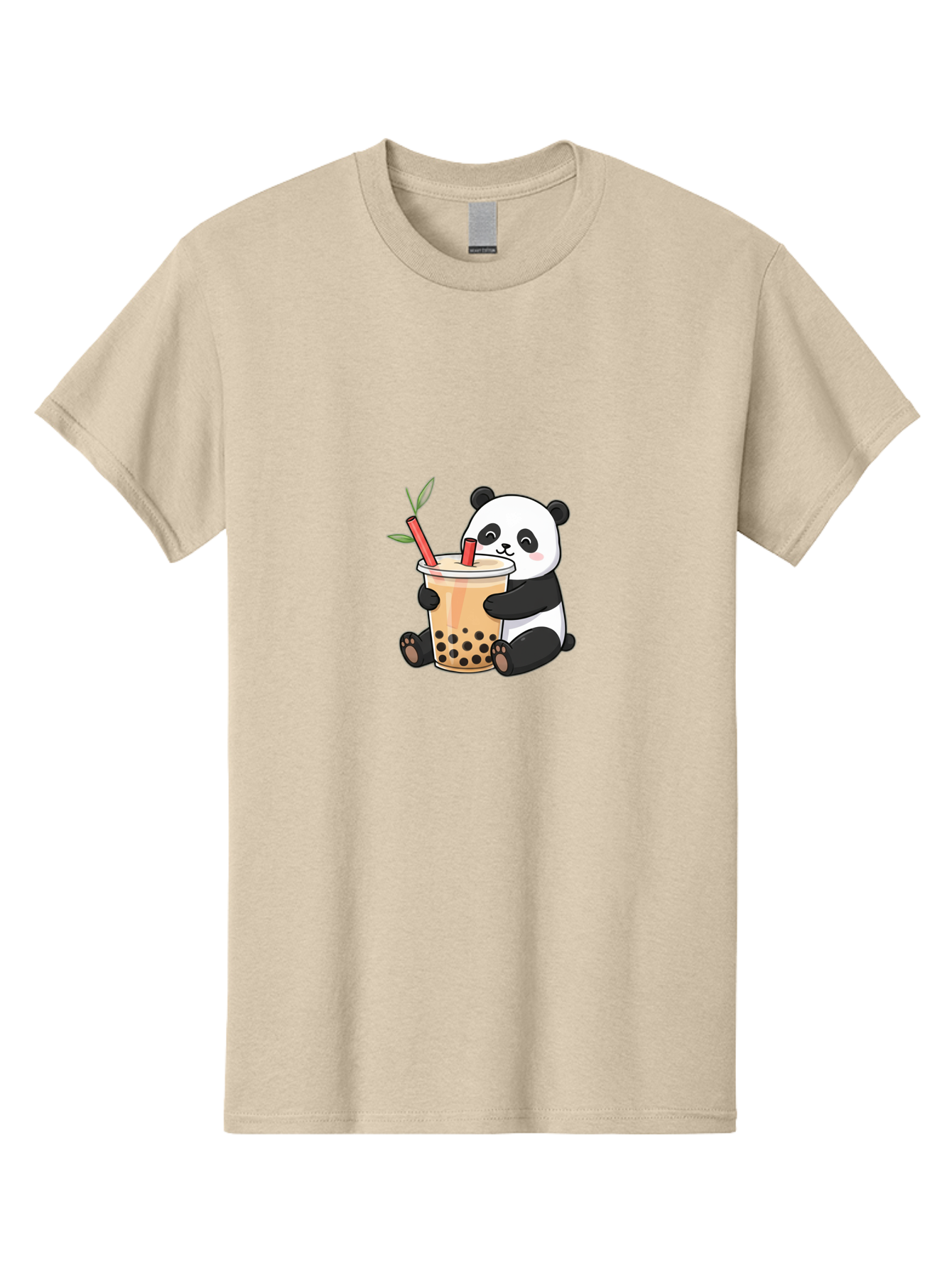 Panda-Bubble-Tea Men'S Graphic Tee, 100% Cotton, Comfortable Casual Summer Wear, Machine Washable, Cute Panda, Bubble Tea, Boba, Kawaii, Cartoon Character, Adorable, Tea Drink, Straw, Black Boba, Milk Tea, Happy Panda, Tea Lover, Boba Lover Bad399