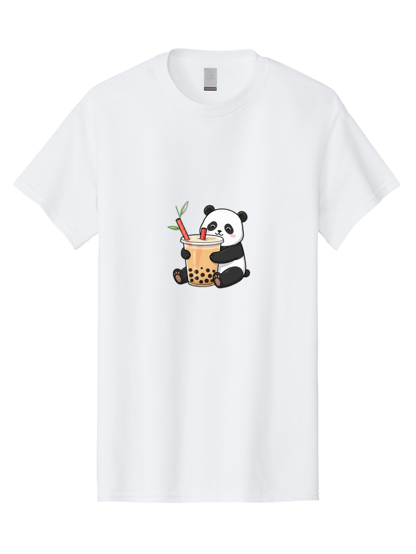 Panda-Bubble-Tea Men'S Graphic Tee, 100% Cotton, Comfortable Casual Summer Wear, Machine Washable, Cute Panda, Bubble Tea, Boba, Kawaii, Cartoon Character, Adorable, Tea Drink, Straw, Black Boba, Milk Tea, Happy Panda, Tea Lover, Boba Lover Bad399