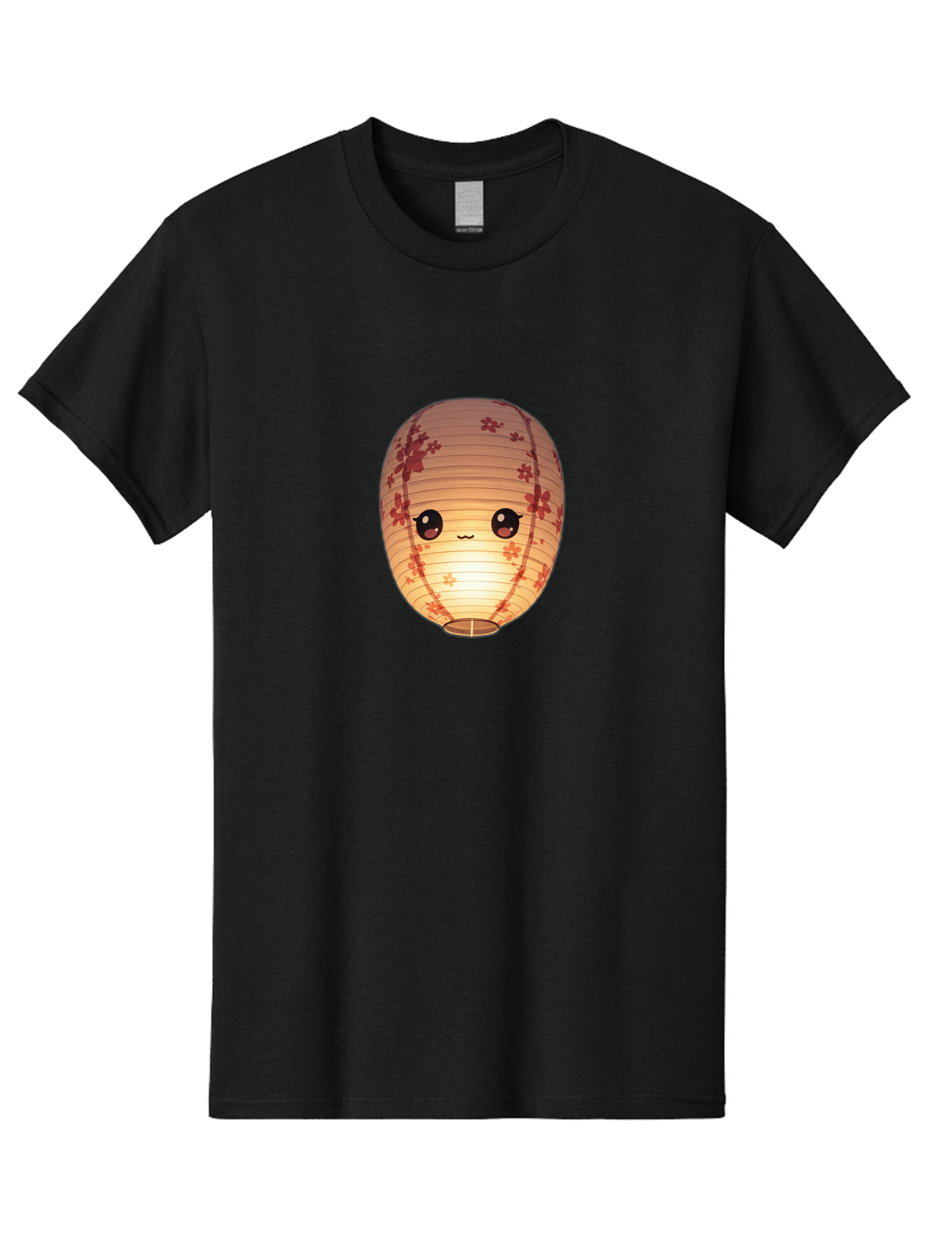 Paper-Lantern-1 Men'S Graphic Tee, 100% Cotton, Comfortable Casual Summer Wear, Machine Washable, Kawaii Paper Lantern, Red Flowers, Soft Lighting, Cute Emoji, Adorable Design, Lantern Art, Japanese Culture, Festive Decor Bad401