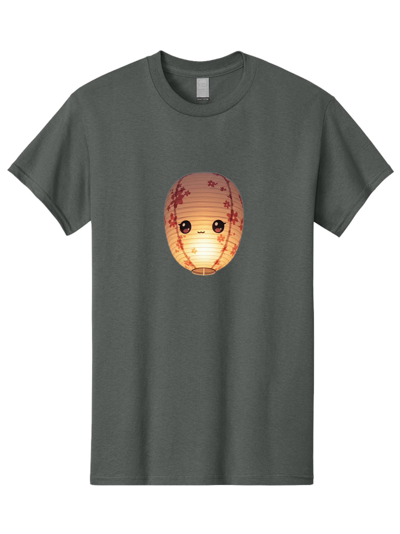 Paper-Lantern-1 Men'S Graphic Tee, 100% Cotton, Comfortable Casual Summer Wear, Machine Washable, Kawaii Paper Lantern, Red Flowers, Soft Lighting, Cute Emoji, Adorable Design, Lantern Art, Japanese Culture, Festive Decor Bad401