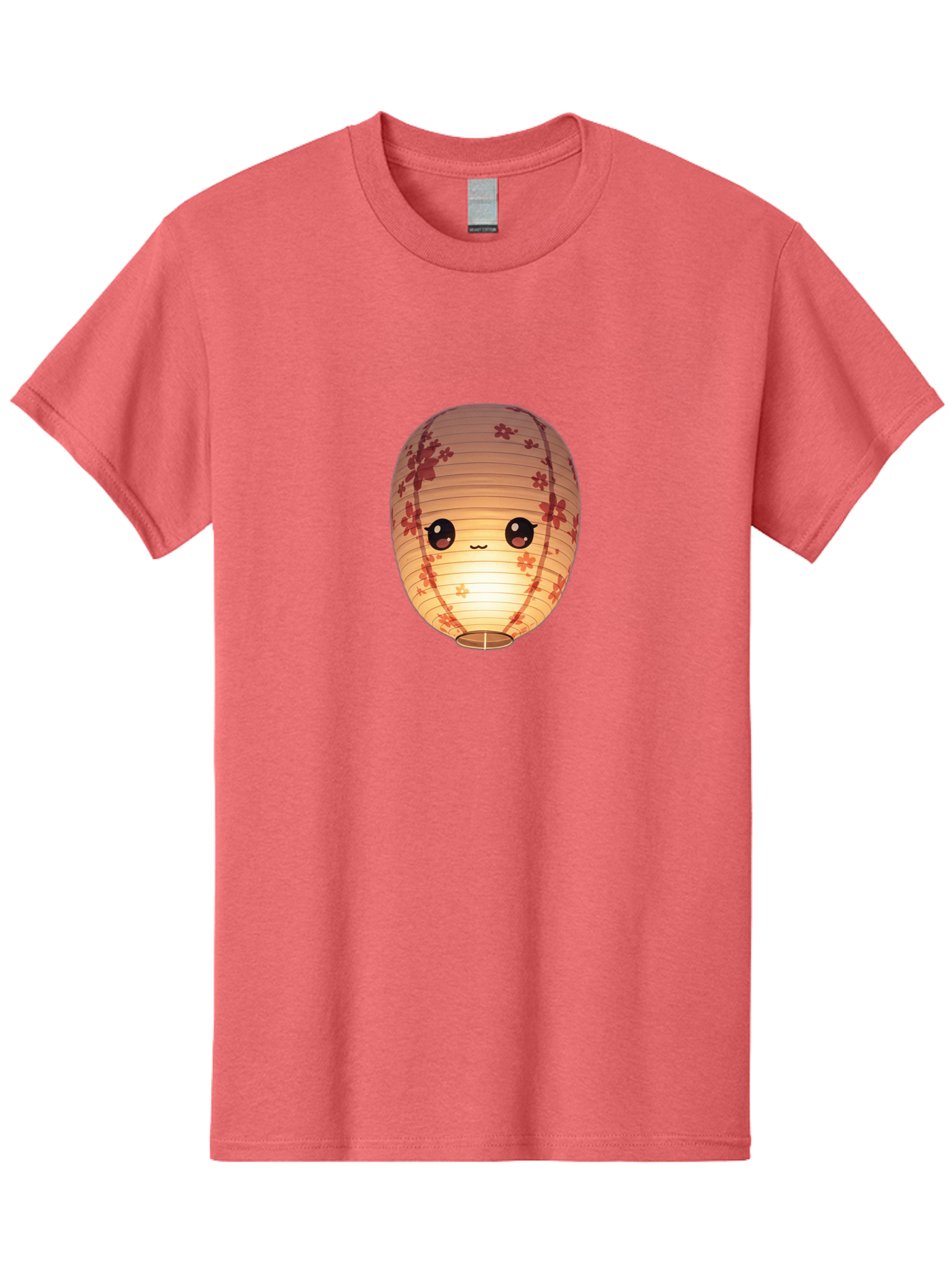 Paper-Lantern-1 Men'S Graphic Tee, 100% Cotton, Comfortable Casual Summer Wear, Machine Washable, Kawaii Paper Lantern, Red Flowers, Soft Lighting, Cute Emoji, Adorable Design, Lantern Art, Japanese Culture, Festive Decor Bad401