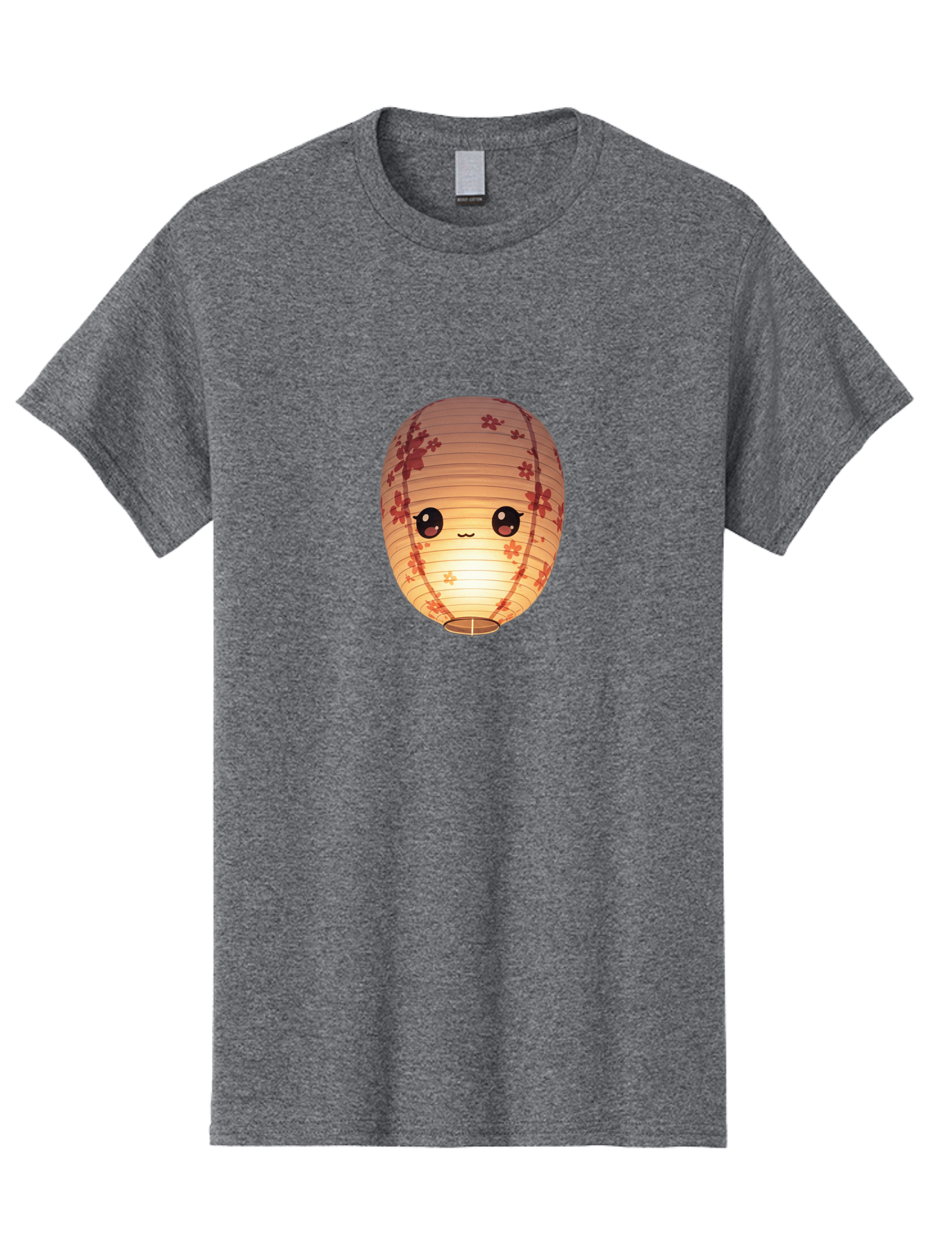 Paper-Lantern-1 Men'S Graphic Tee, 100% Cotton, Comfortable Casual Summer Wear, Machine Washable, Kawaii Paper Lantern, Red Flowers, Soft Lighting, Cute Emoji, Adorable Design, Lantern Art, Japanese Culture, Festive Decor Bad401