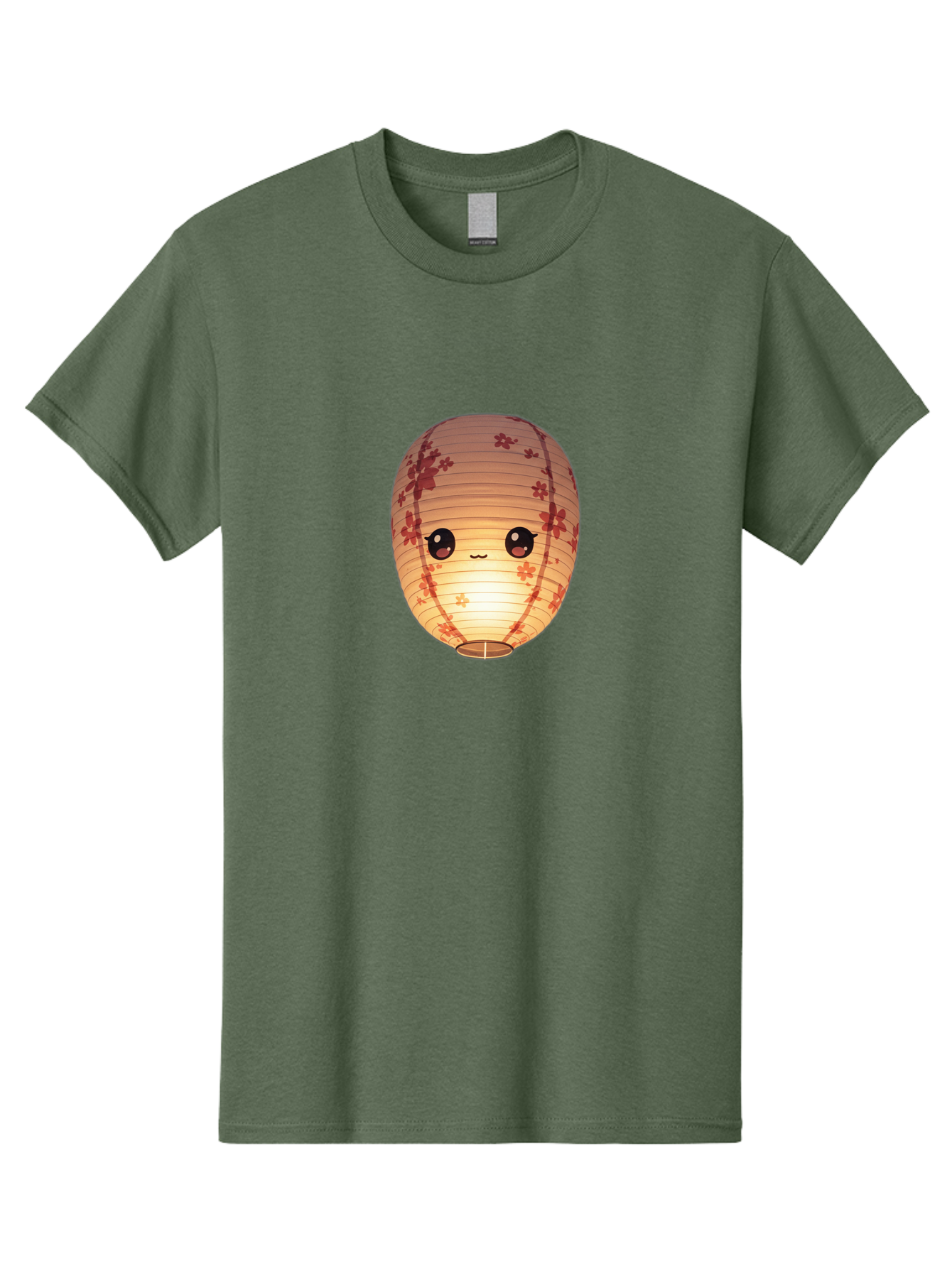 Paper-Lantern-1 Men'S Graphic Tee, 100% Cotton, Comfortable Casual Summer Wear, Machine Washable, Kawaii Paper Lantern, Red Flowers, Soft Lighting, Cute Emoji, Adorable Design, Lantern Art, Japanese Culture, Festive Decor Bad401