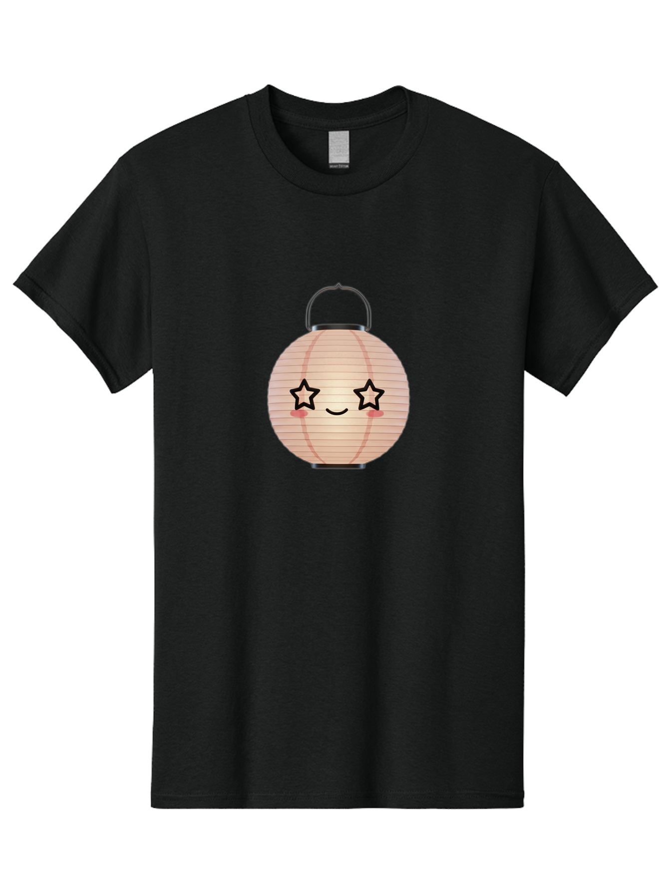 Paper-Lantern-2 Men'S Graphic Tee, 100% Cotton, Comfortable Casual Summer Wear, Machine Washable, Kawaii Paper Lantern, Cute Illustration, Smiling Face, Star Eyes, Pink Cheeks, Japanese Culture, Lantern Art, Cartoon Style, Festive Decoration Bad402