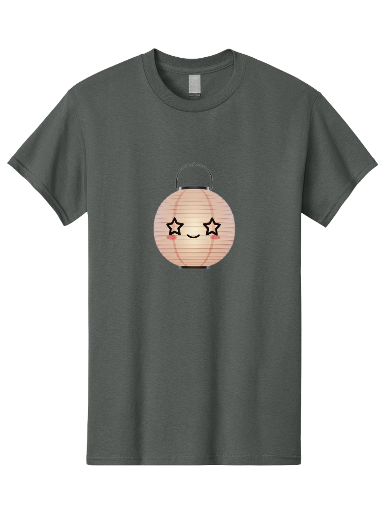 Paper-Lantern-2 Men'S Graphic Tee, 100% Cotton, Comfortable Casual Summer Wear, Machine Washable, Kawaii Paper Lantern, Cute Illustration, Smiling Face, Star Eyes, Pink Cheeks, Japanese Culture, Lantern Art, Cartoon Style, Festive Decoration Bad402