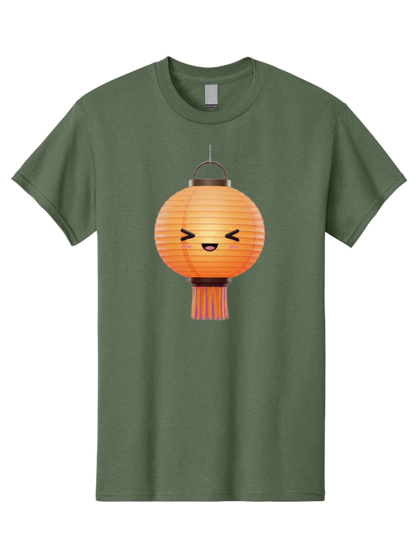 Paper-Lantern-3 Men'S Graphic Tee, 100% Cotton, Comfortable Casual Summer Wear, Machine Washable, Paper Lantern, Smiling Face, Hanging Decoration, Orange Color, Playful Design, Kawaii Style, Japanese Culture, Festive Atmosphere Bad403