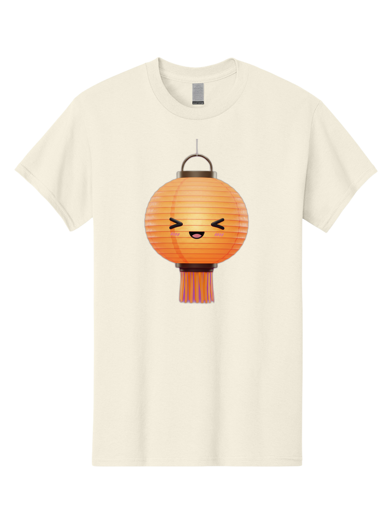 Paper-Lantern-3 Men'S Graphic Tee, 100% Cotton, Comfortable Casual Summer Wear, Machine Washable, Paper Lantern, Smiling Face, Hanging Decoration, Orange Color, Playful Design, Kawaii Style, Japanese Culture, Festive Atmosphere Bad403