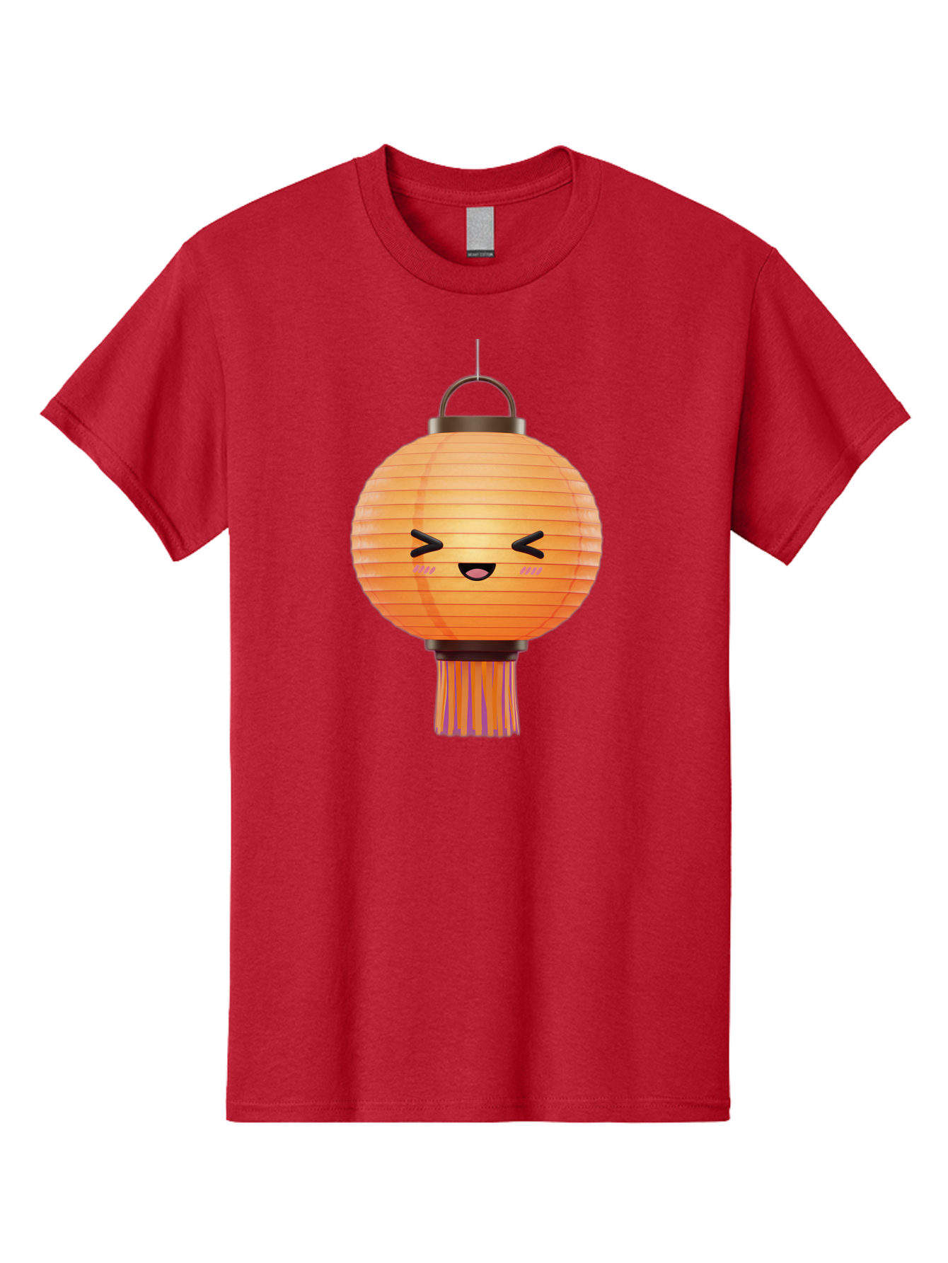 Paper-Lantern-3 Men'S Graphic Tee, 100% Cotton, Comfortable Casual Summer Wear, Machine Washable, Paper Lantern, Smiling Face, Hanging Decoration, Orange Color, Playful Design, Kawaii Style, Japanese Culture, Festive Atmosphere Bad403