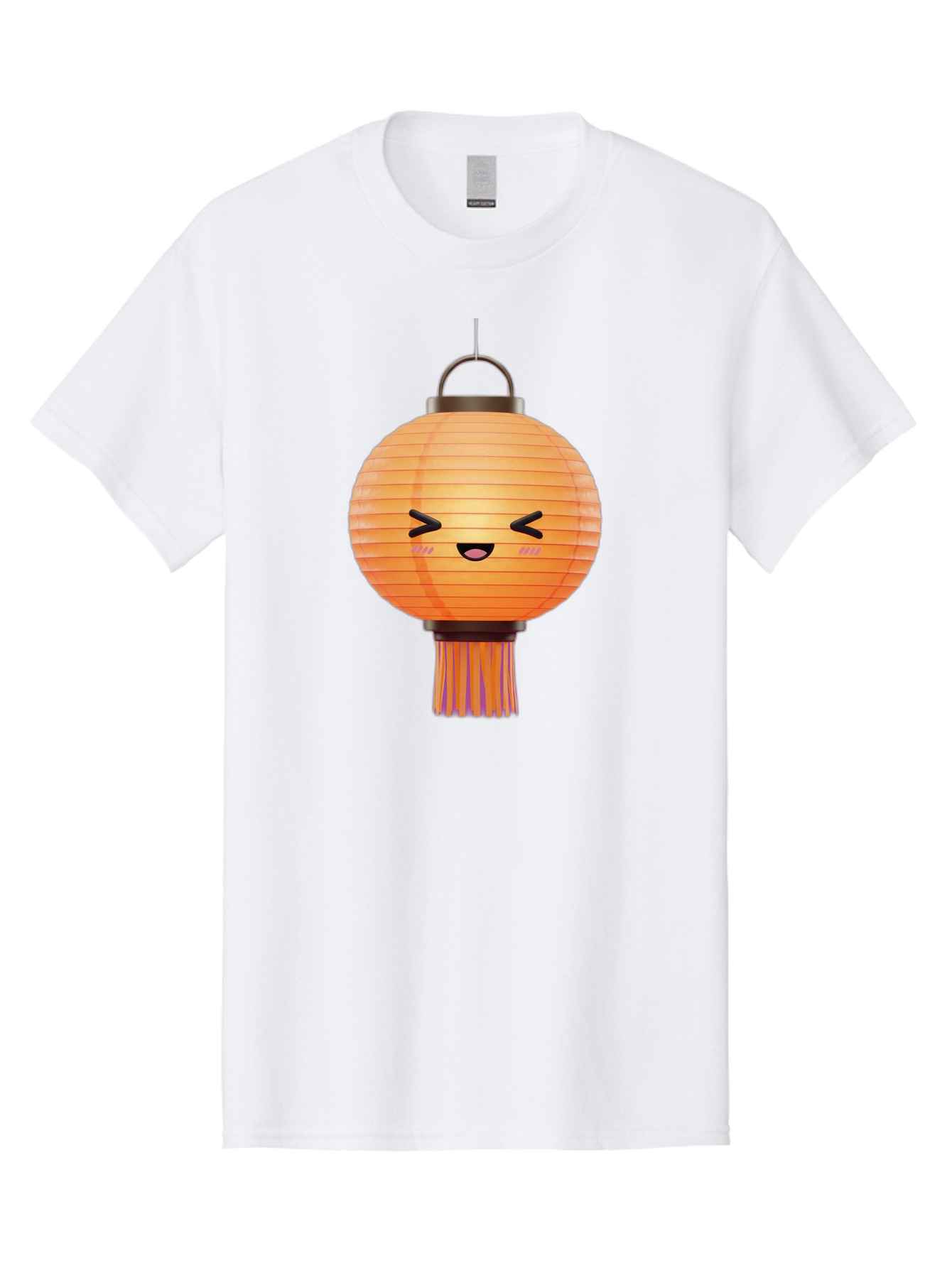 Paper-Lantern-3 Men'S Graphic Tee, 100% Cotton, Comfortable Casual Summer Wear, Machine Washable, Paper Lantern, Smiling Face, Hanging Decoration, Orange Color, Playful Design, Kawaii Style, Japanese Culture, Festive Atmosphere Bad403