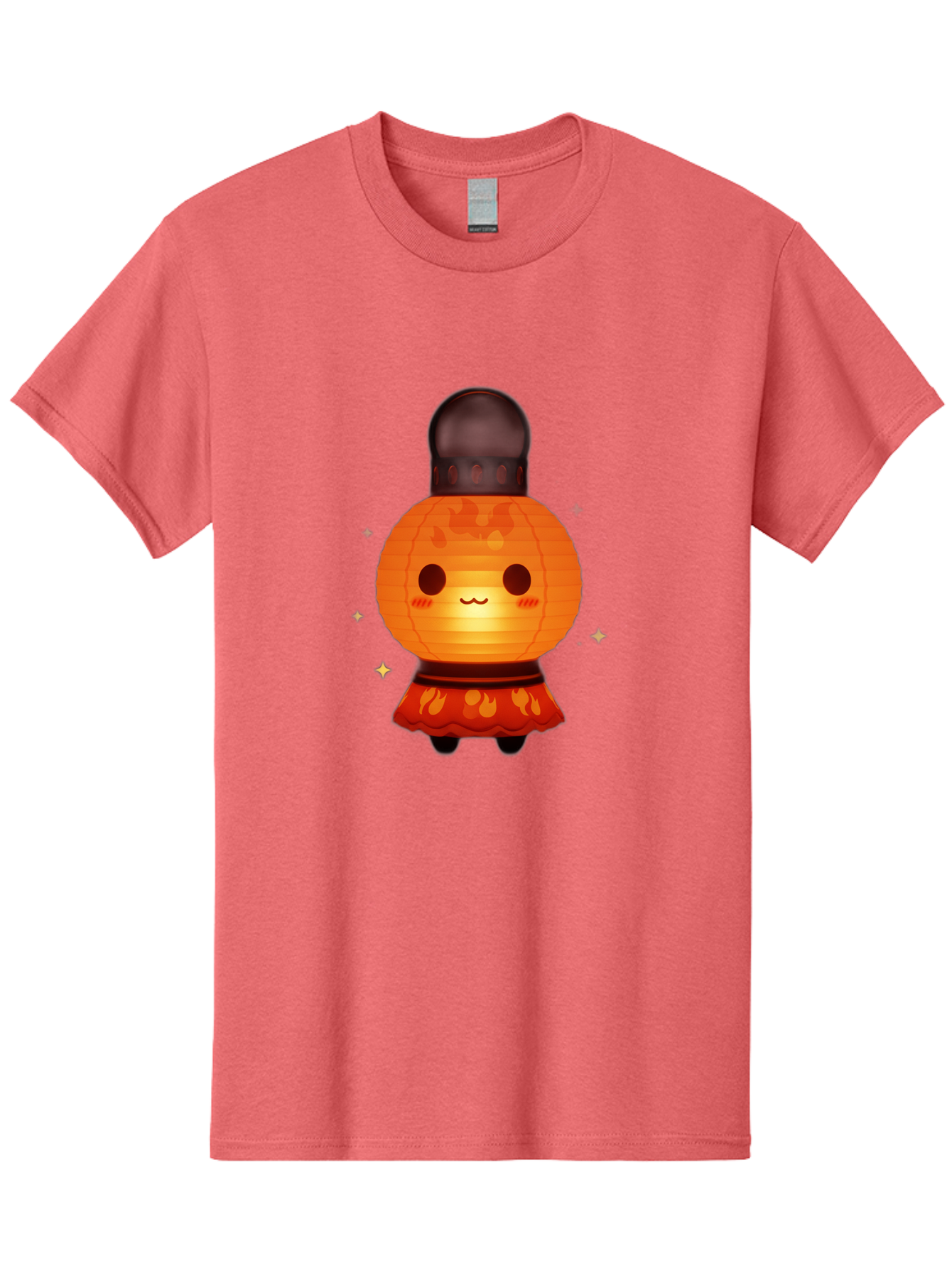 Paper-Lantern-Character-1 Men'S Graphic Tee, 100% Cotton, Comfortable Casual Summer Wear, Machine Washable, Kawaii Character, Paper Lantern, Cute Illustration, Cartoon Style, Orange Lantern, Red Skirt, Festive Atmosphere, Japanese Culture, Bad404