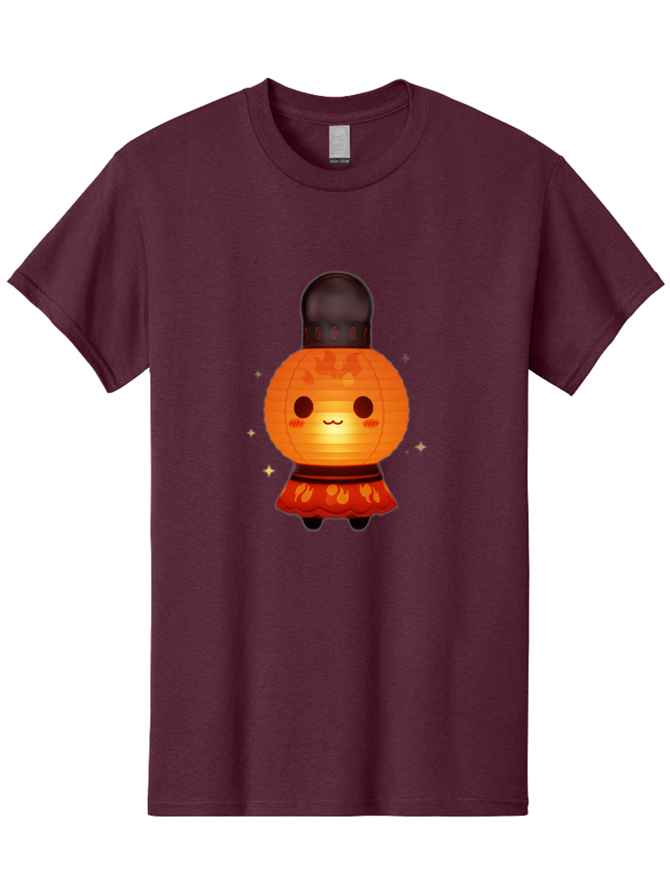 Paper-Lantern-Character-1 Men'S Graphic Tee, 100% Cotton, Comfortable Casual Summer Wear, Machine Washable, Kawaii Character, Paper Lantern, Cute Illustration, Cartoon Style, Orange Lantern, Red Skirt, Festive Atmosphere, Japanese Culture, Bad404