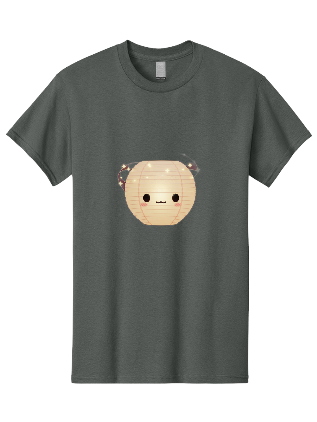Paper-Lantern-Character Men'S Graphic Tee, 100% Cotton, Comfortable Casual Summer Wear, Machine Washable, Paper Lantern With Face, Kawaii Character, Cartoonish Design, Cute Expression, Glowing Lantern, Festive Decoration, Japanese Culture, Bad405