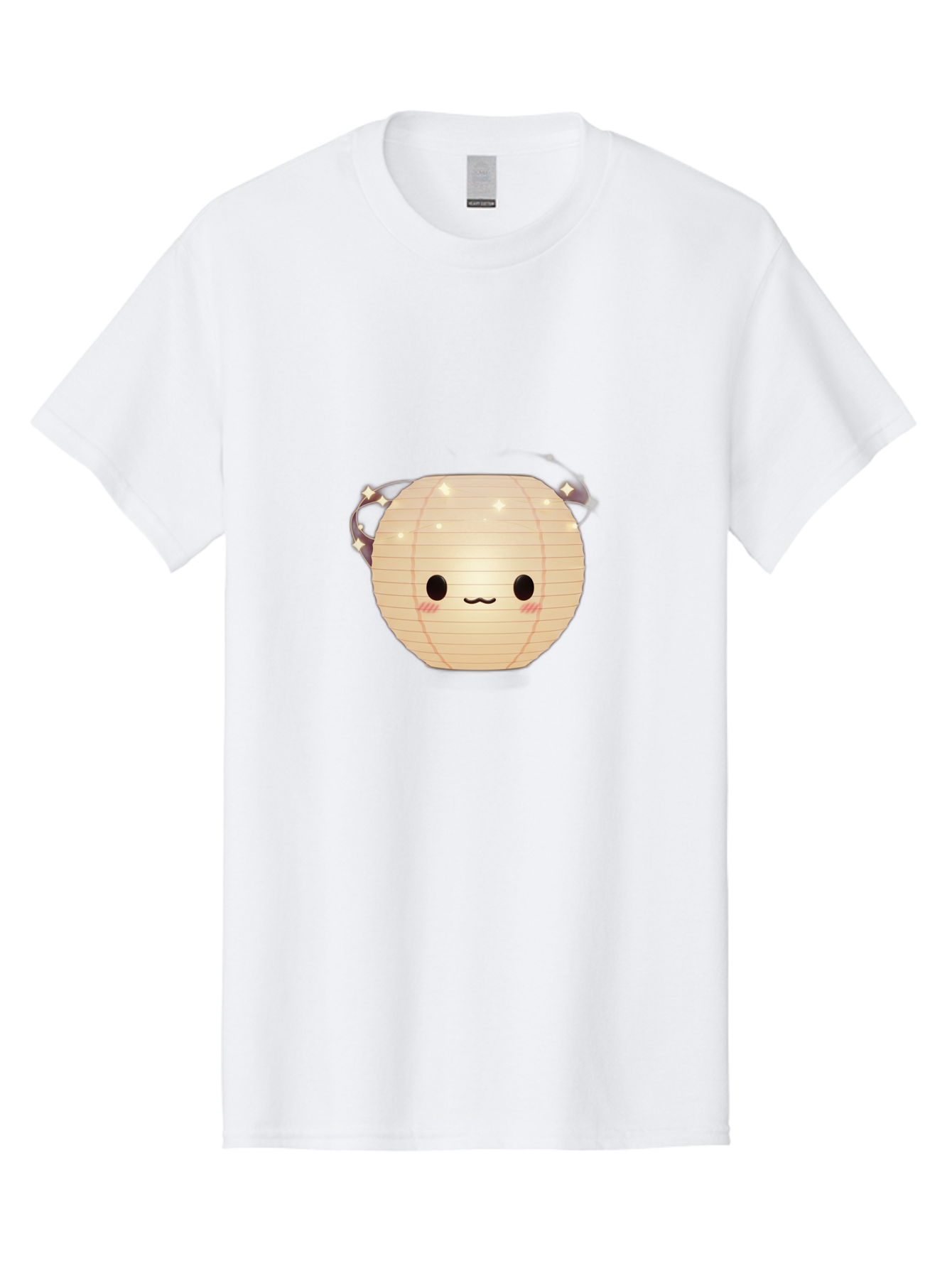 Paper-Lantern-Character Men'S Graphic Tee, 100% Cotton, Comfortable Casual Summer Wear, Machine Washable, Paper Lantern With Face, Kawaii Character, Cartoonish Design, Cute Expression, Glowing Lantern, Festive Decoration, Japanese Culture, Bad405