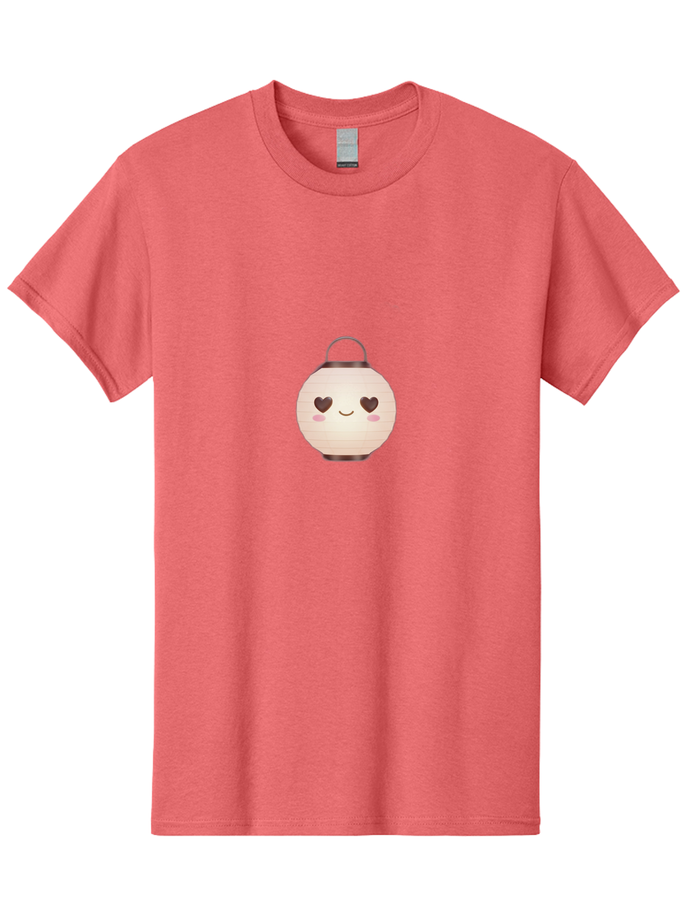 Paper-Lantern Men'S Graphic Tee, 100% Cotton, Comfortable Casual Summer Wear, Machine Washable, Paper Lantern With Heart-Shaped Eyes, Cartoon Style, Cute Expression, Pink Cheeks, Smiling Face, Kawaii Design, Love Symbol, Lantern Character Bad406