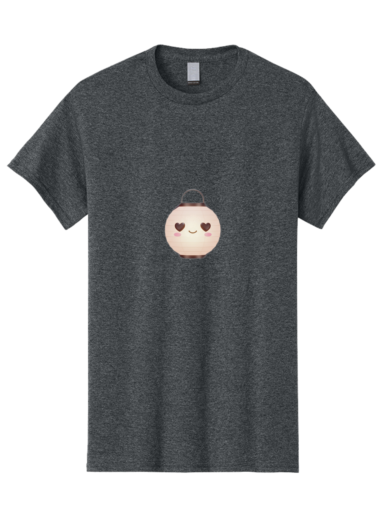 Paper-Lantern Men'S Graphic Tee, 100% Cotton, Comfortable Casual Summer Wear, Machine Washable, Paper Lantern With Heart-Shaped Eyes, Cartoon Style, Cute Expression, Pink Cheeks, Smiling Face, Kawaii Design, Love Symbol, Lantern Character Bad406