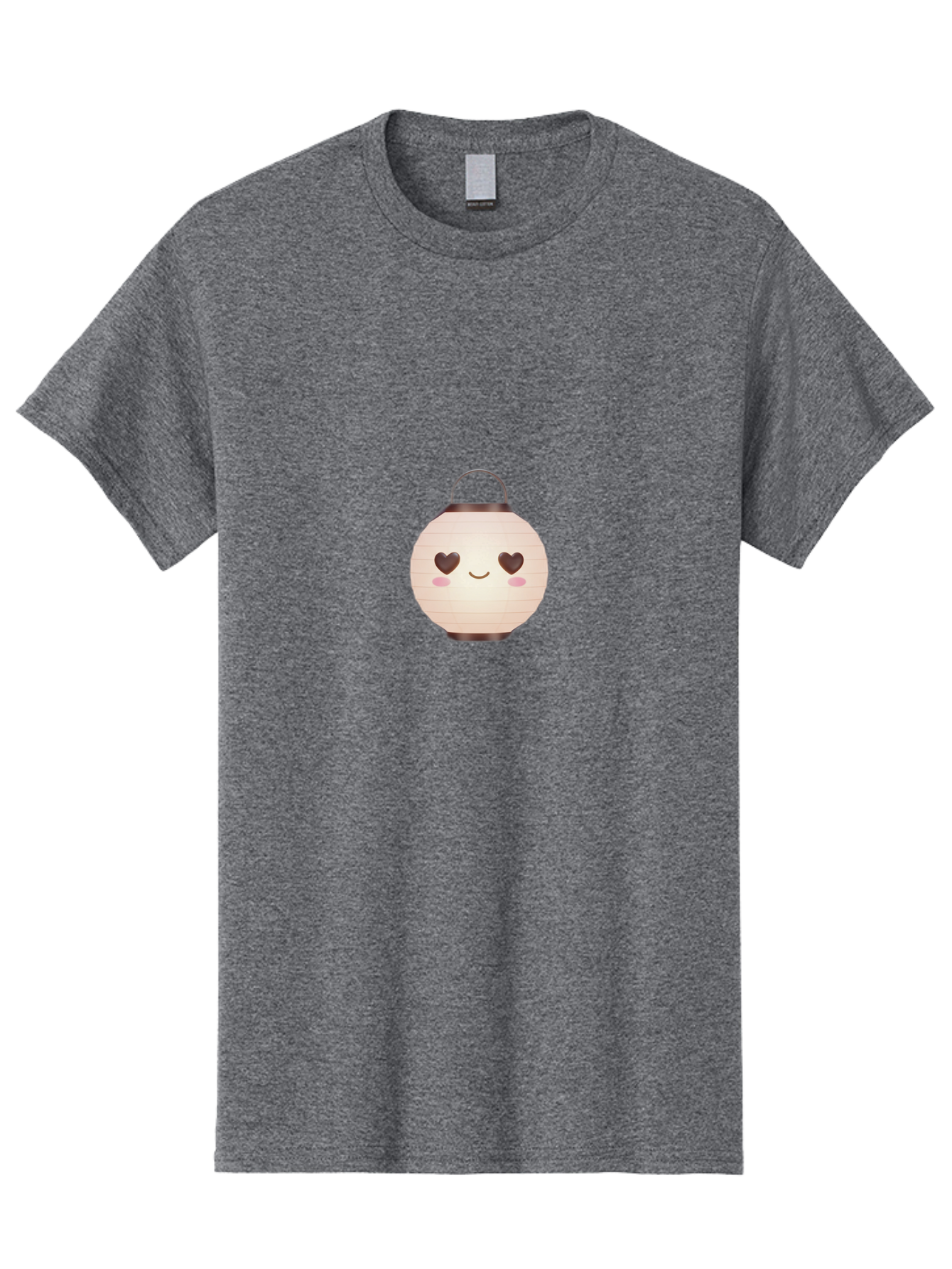 Paper-Lantern Men'S Graphic Tee, 100% Cotton, Comfortable Casual Summer Wear, Machine Washable, Paper Lantern With Heart-Shaped Eyes, Cartoon Style, Cute Expression, Pink Cheeks, Smiling Face, Kawaii Design, Love Symbol, Lantern Character Bad406