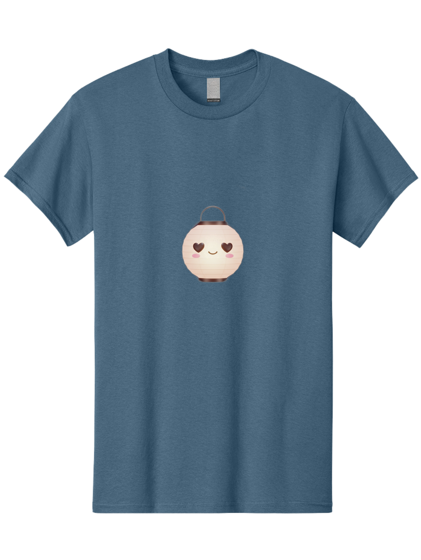Paper-Lantern Men'S Graphic Tee, 100% Cotton, Comfortable Casual Summer Wear, Machine Washable, Paper Lantern With Heart-Shaped Eyes, Cartoon Style, Cute Expression, Pink Cheeks, Smiling Face, Kawaii Design, Love Symbol, Lantern Character Bad406