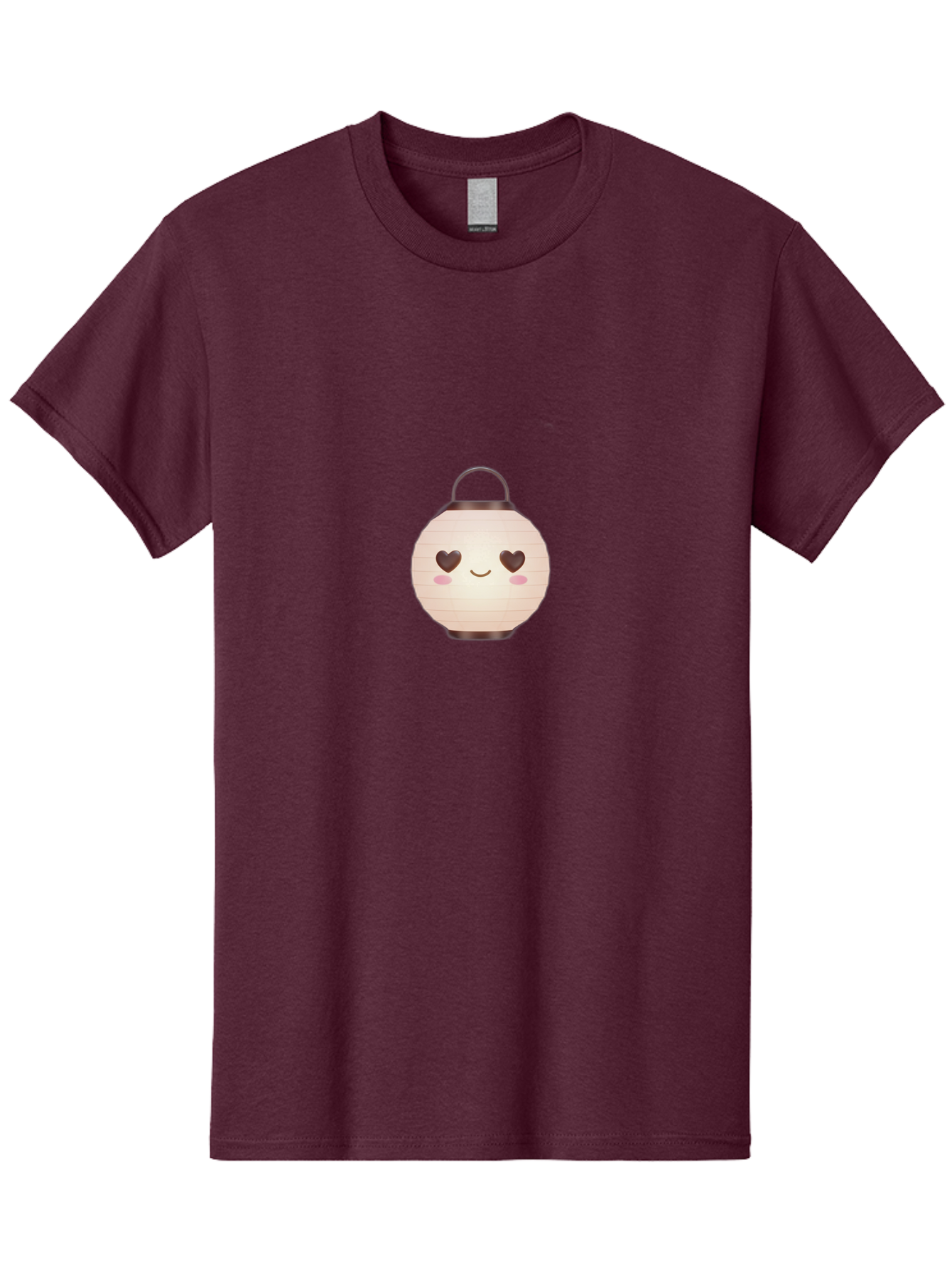 Paper-Lantern Men'S Graphic Tee, 100% Cotton, Comfortable Casual Summer Wear, Machine Washable, Paper Lantern With Heart-Shaped Eyes, Cartoon Style, Cute Expression, Pink Cheeks, Smiling Face, Kawaii Design, Love Symbol, Lantern Character Bad406