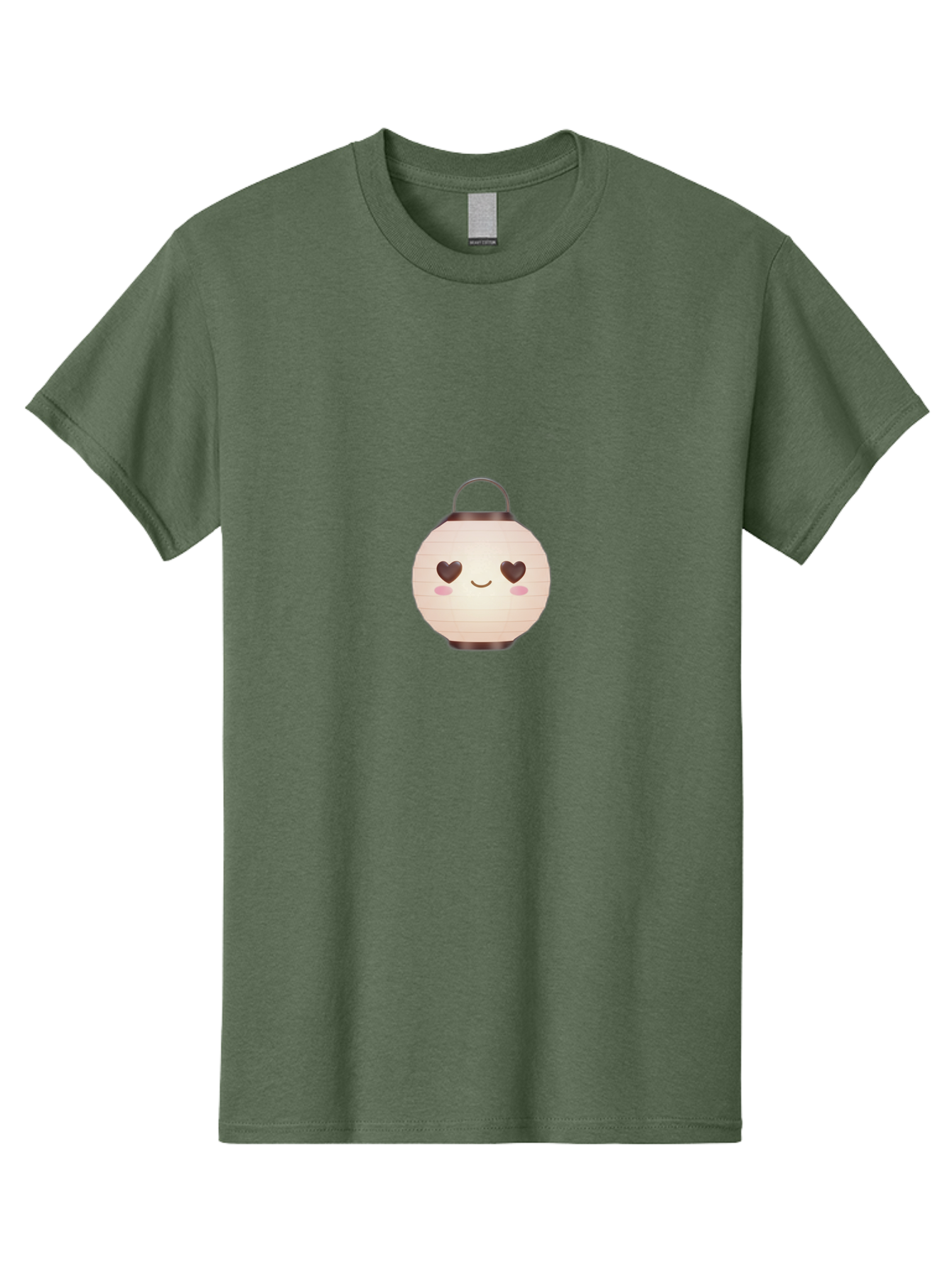 Paper-Lantern Men'S Graphic Tee, 100% Cotton, Comfortable Casual Summer Wear, Machine Washable, Paper Lantern With Heart-Shaped Eyes, Cartoon Style, Cute Expression, Pink Cheeks, Smiling Face, Kawaii Design, Love Symbol, Lantern Character Bad406