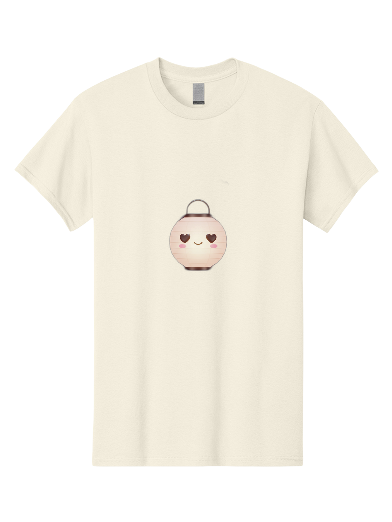 Paper-Lantern Men'S Graphic Tee, 100% Cotton, Comfortable Casual Summer Wear, Machine Washable, Paper Lantern With Heart-Shaped Eyes, Cartoon Style, Cute Expression, Pink Cheeks, Smiling Face, Kawaii Design, Love Symbol, Lantern Character Bad406