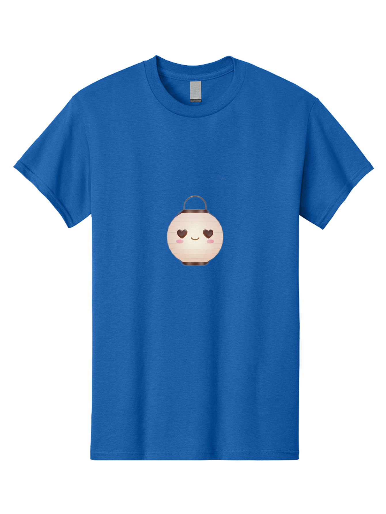 Paper-Lantern Men'S Graphic Tee, 100% Cotton, Comfortable Casual Summer Wear, Machine Washable, Paper Lantern With Heart-Shaped Eyes, Cartoon Style, Cute Expression, Pink Cheeks, Smiling Face, Kawaii Design, Love Symbol, Lantern Character Bad406