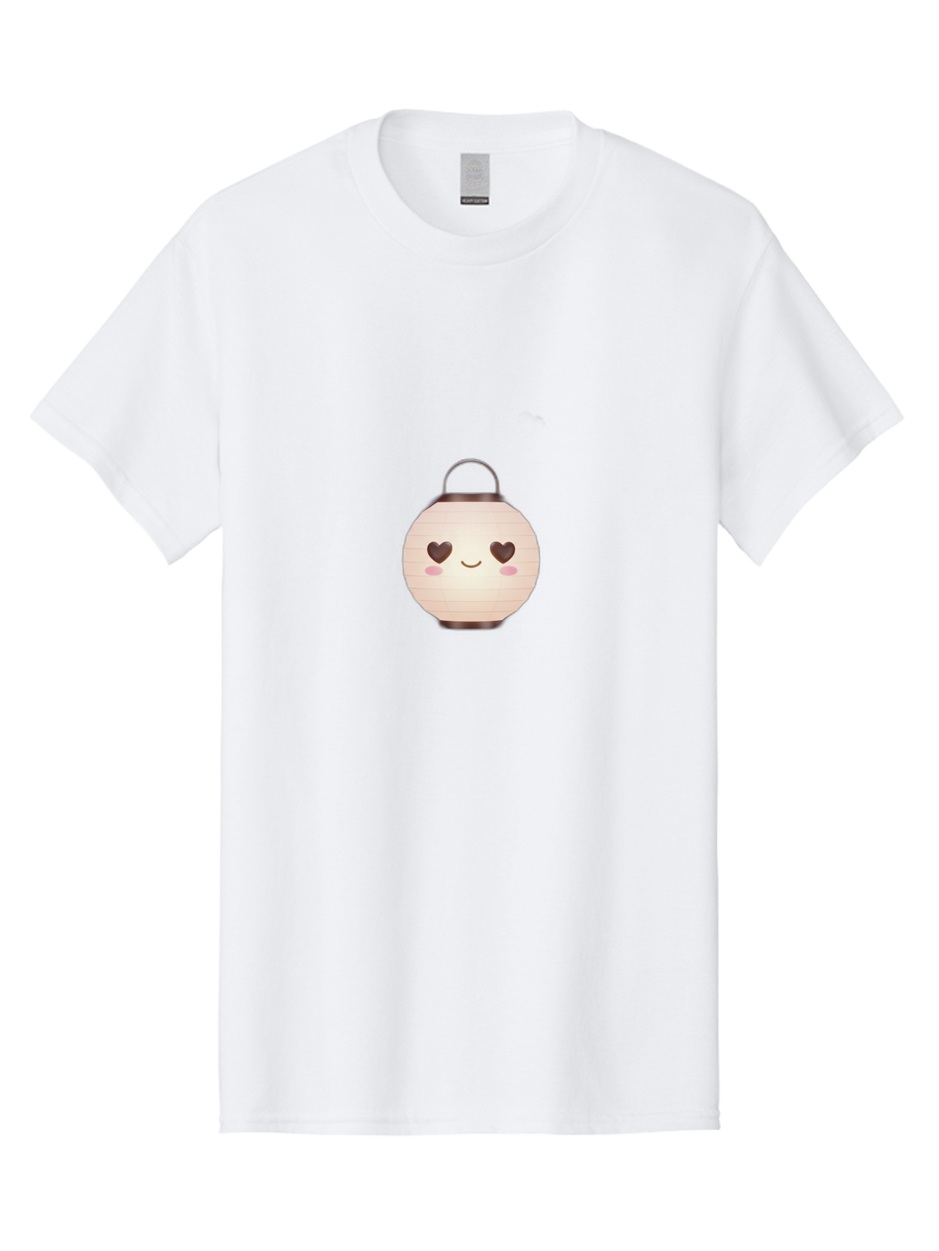 Paper-Lantern Men'S Graphic Tee, 100% Cotton, Comfortable Casual Summer Wear, Machine Washable, Paper Lantern With Heart-Shaped Eyes, Cartoon Style, Cute Expression, Pink Cheeks, Smiling Face, Kawaii Design, Love Symbol, Lantern Character Bad406