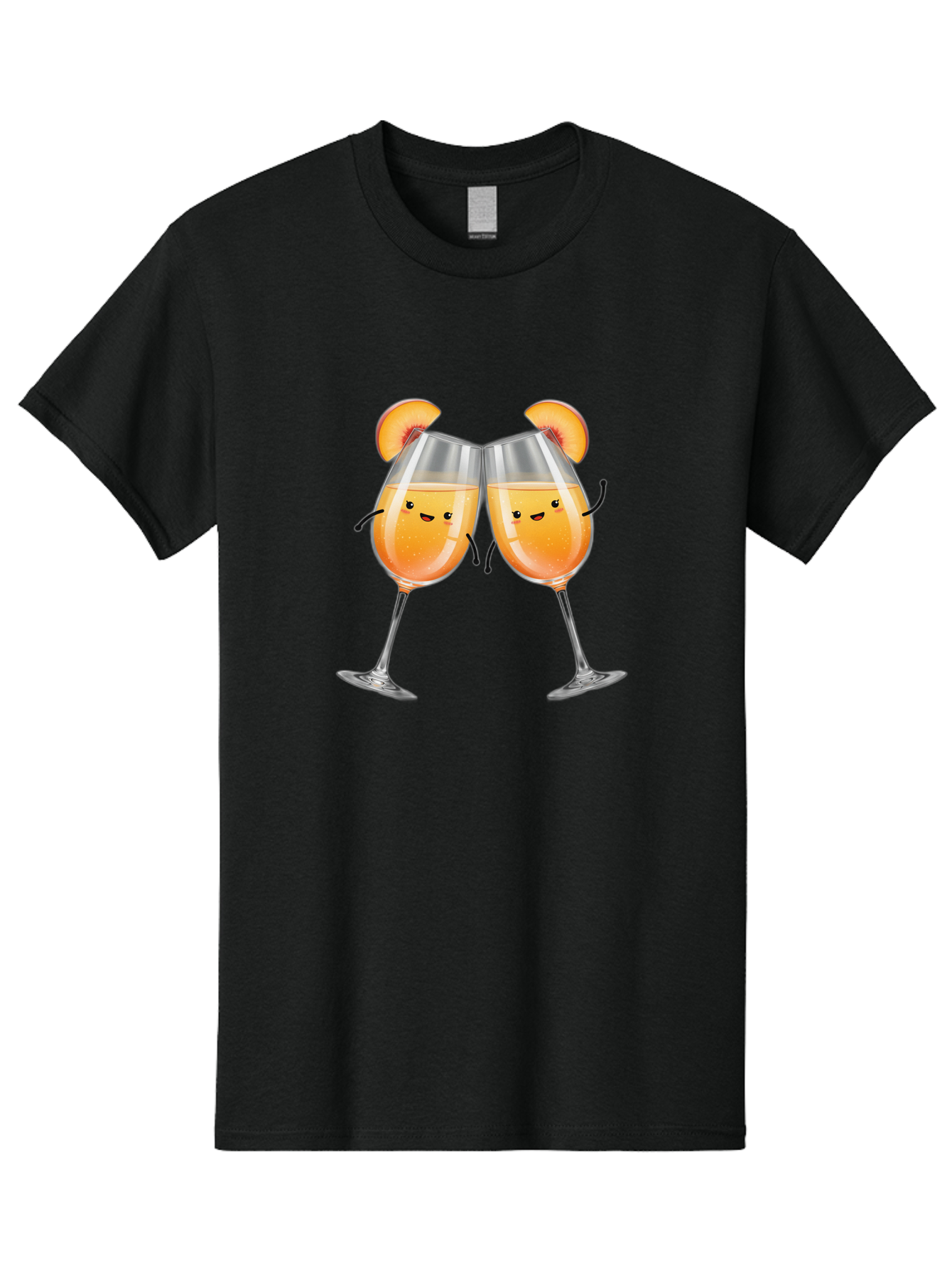 Peach-Bellini Men'S Graphic Tee, 100% Cotton, Comfortable Casual Summer Wear, Machine Washable, Peach Bellini Cocktail, Champagne Flutes, Cartoon Characters, Peach Slices, Festive Drinks, Happy Hour, Cocktail Party, Celebratory Toast Bad411
