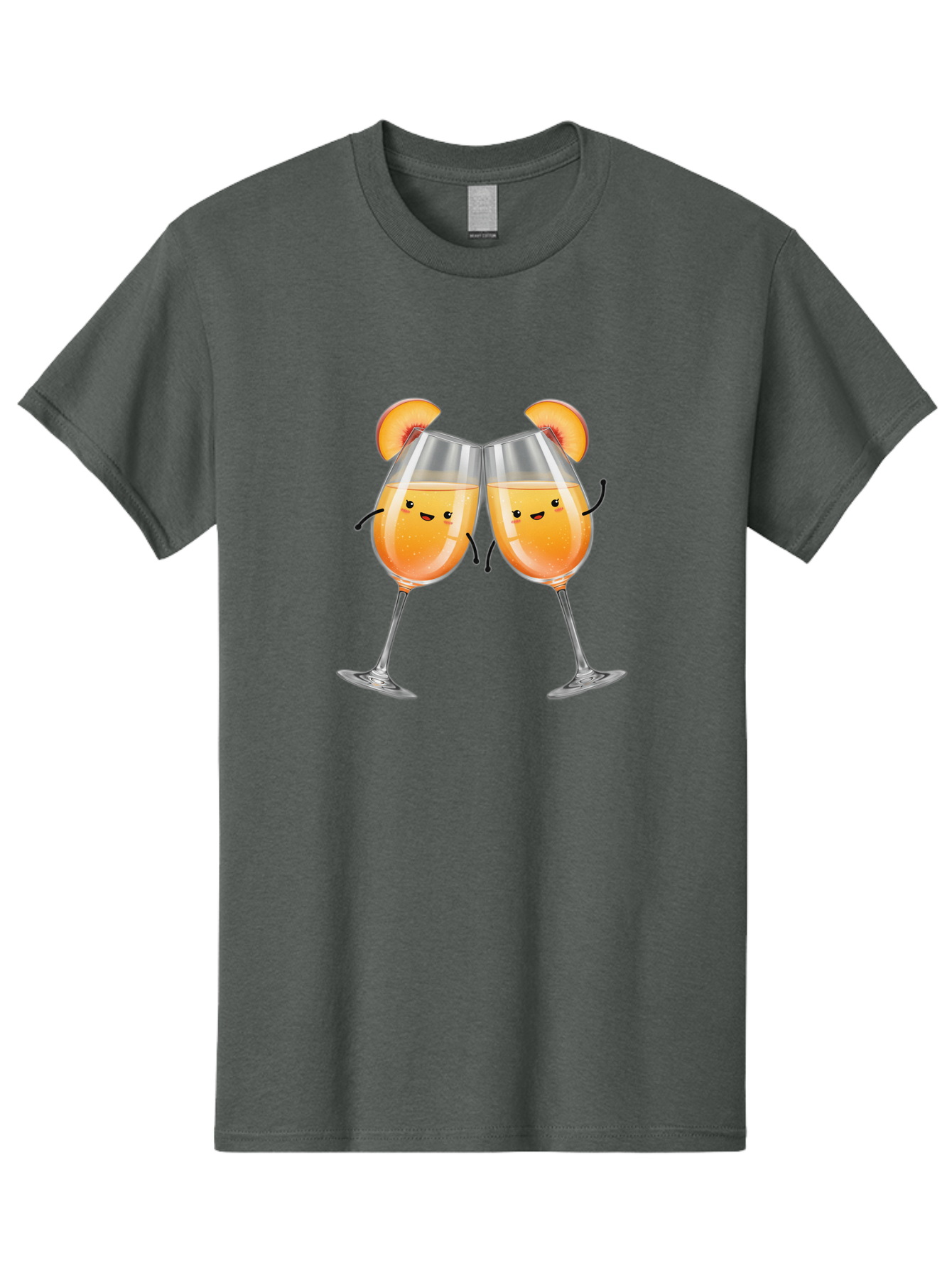 Peach-Bellini Men'S Graphic Tee, 100% Cotton, Comfortable Casual Summer Wear, Machine Washable, Peach Bellini Cocktail, Champagne Flutes, Cartoon Characters, Peach Slices, Festive Drinks, Happy Hour, Cocktail Party, Celebratory Toast Bad411