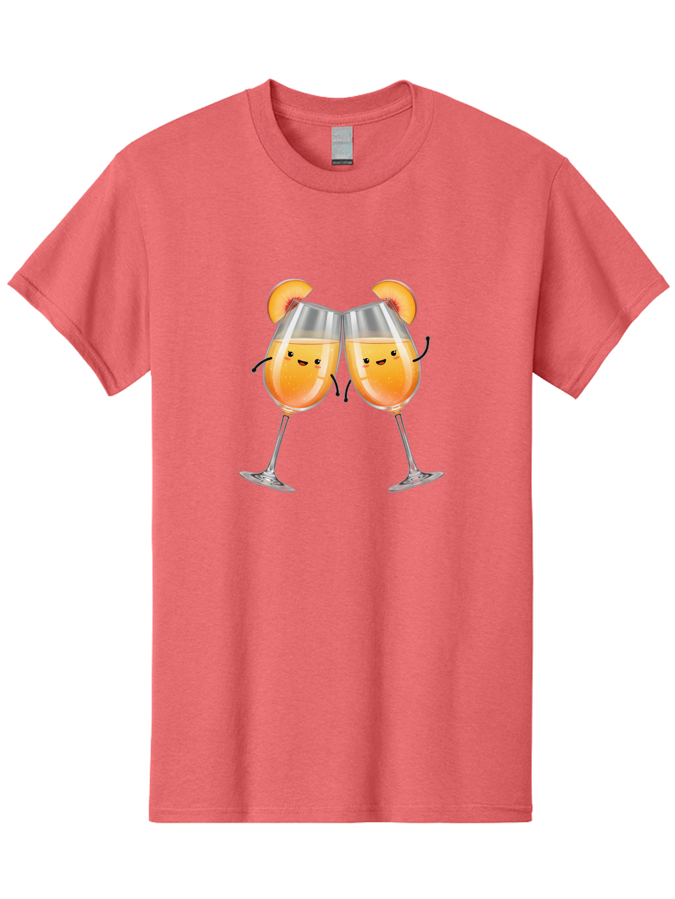 Peach-Bellini Men'S Graphic Tee, 100% Cotton, Comfortable Casual Summer Wear, Machine Washable, Peach Bellini Cocktail, Champagne Flutes, Cartoon Characters, Peach Slices, Festive Drinks, Happy Hour, Cocktail Party, Celebratory Toast Bad411