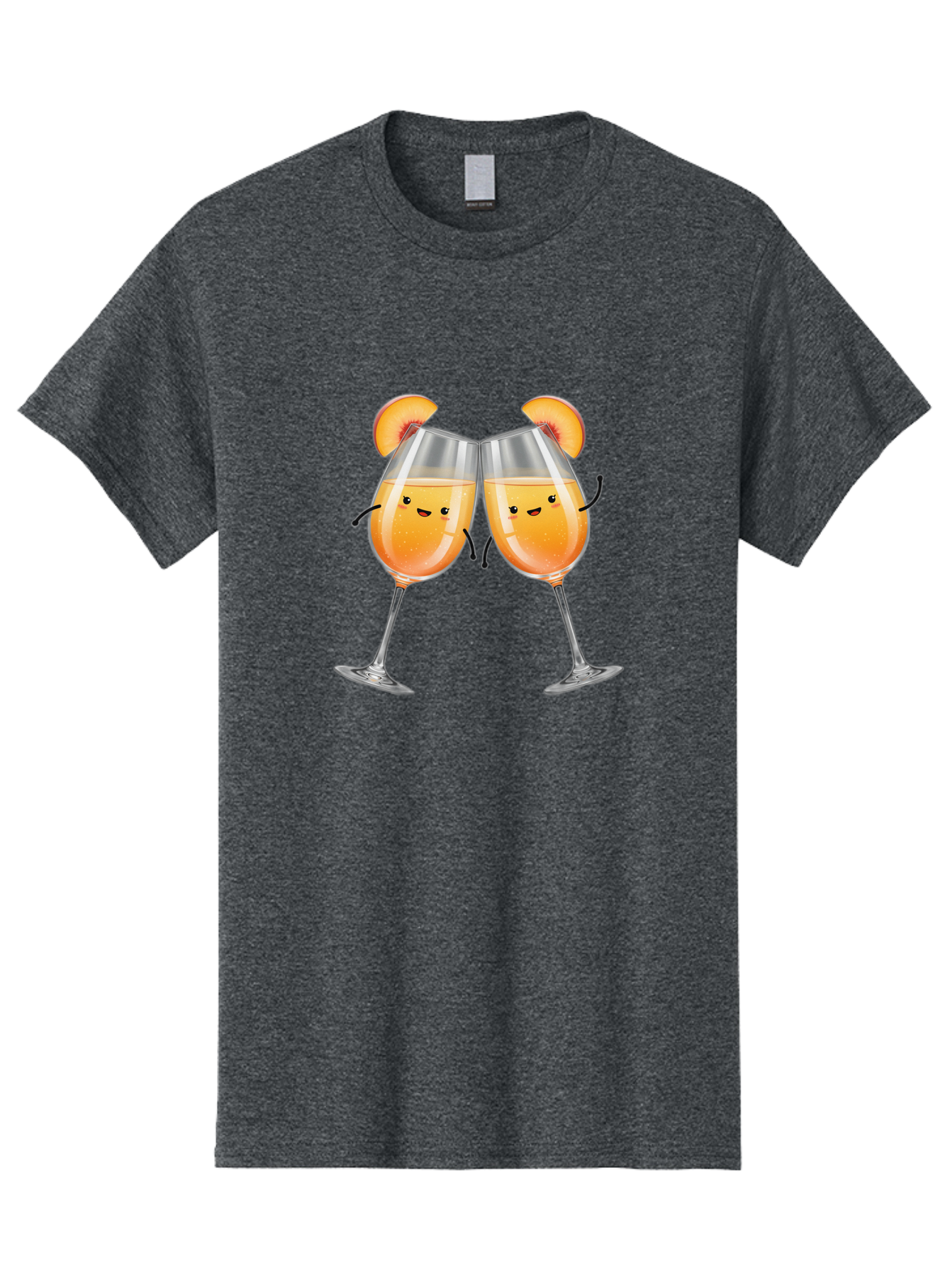 Peach-Bellini Men'S Graphic Tee, 100% Cotton, Comfortable Casual Summer Wear, Machine Washable, Peach Bellini Cocktail, Champagne Flutes, Cartoon Characters, Peach Slices, Festive Drinks, Happy Hour, Cocktail Party, Celebratory Toast Bad411