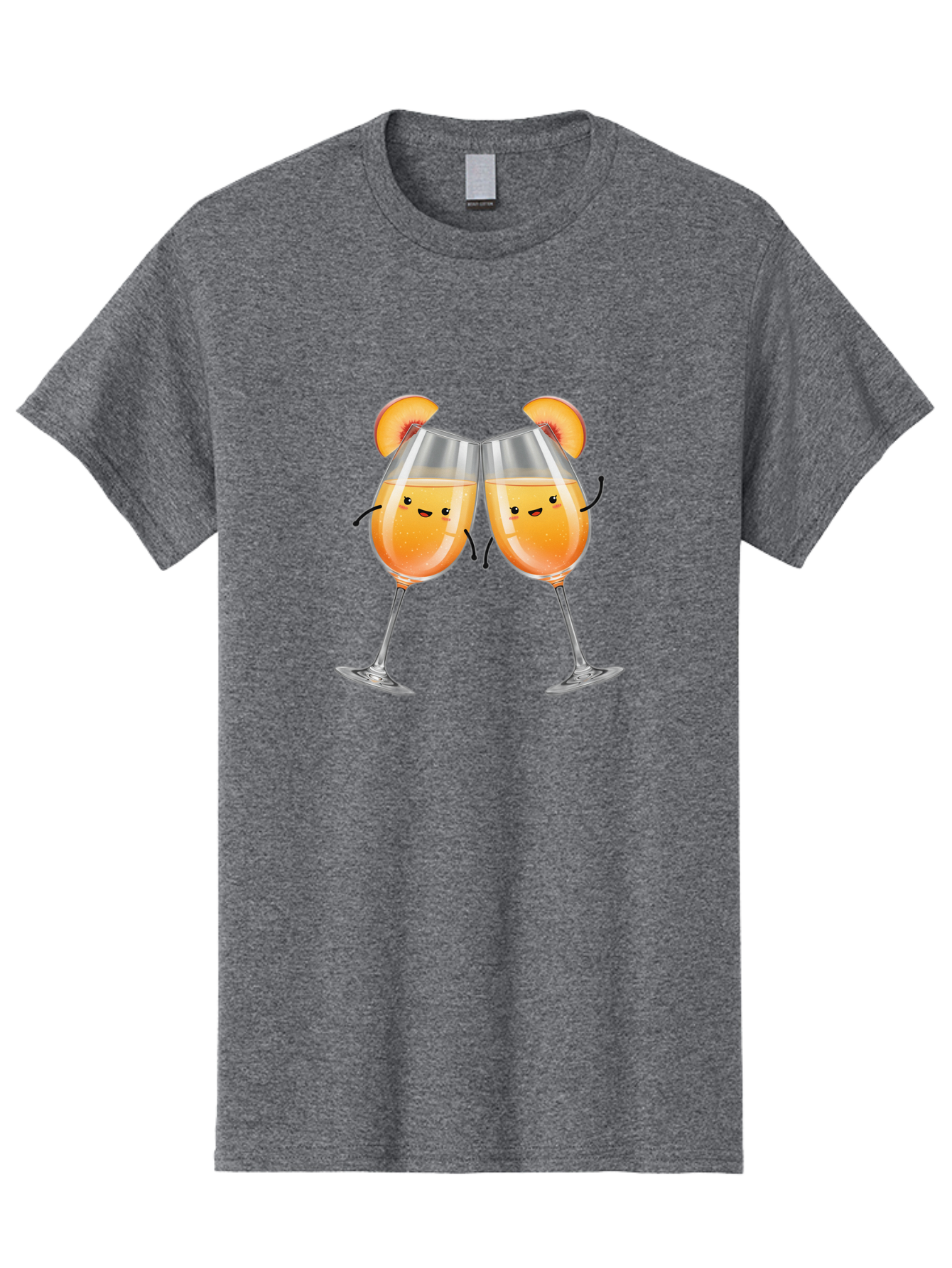 Peach-Bellini Men'S Graphic Tee, 100% Cotton, Comfortable Casual Summer Wear, Machine Washable, Peach Bellini Cocktail, Champagne Flutes, Cartoon Characters, Peach Slices, Festive Drinks, Happy Hour, Cocktail Party, Celebratory Toast Bad411