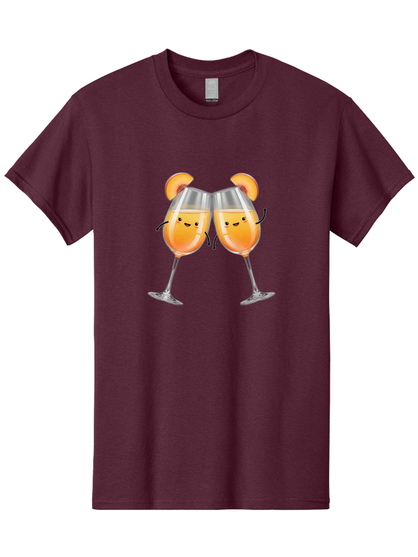 Peach-Bellini Men'S Graphic Tee, 100% Cotton, Comfortable Casual Summer Wear, Machine Washable, Peach Bellini Cocktail, Champagne Flutes, Cartoon Characters, Peach Slices, Festive Drinks, Happy Hour, Cocktail Party, Celebratory Toast Bad411