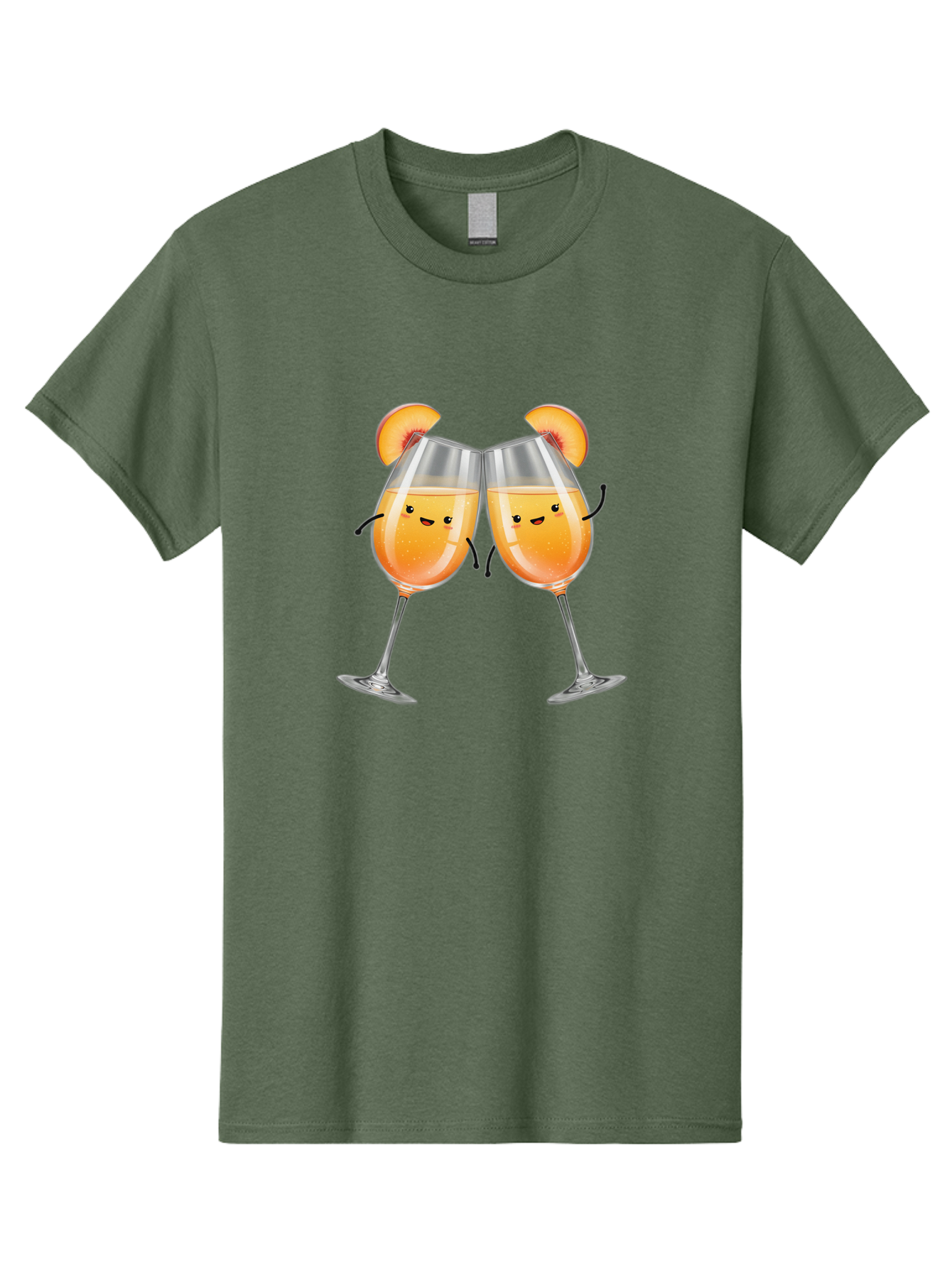 Peach-Bellini Men'S Graphic Tee, 100% Cotton, Comfortable Casual Summer Wear, Machine Washable, Peach Bellini Cocktail, Champagne Flutes, Cartoon Characters, Peach Slices, Festive Drinks, Happy Hour, Cocktail Party, Celebratory Toast Bad411