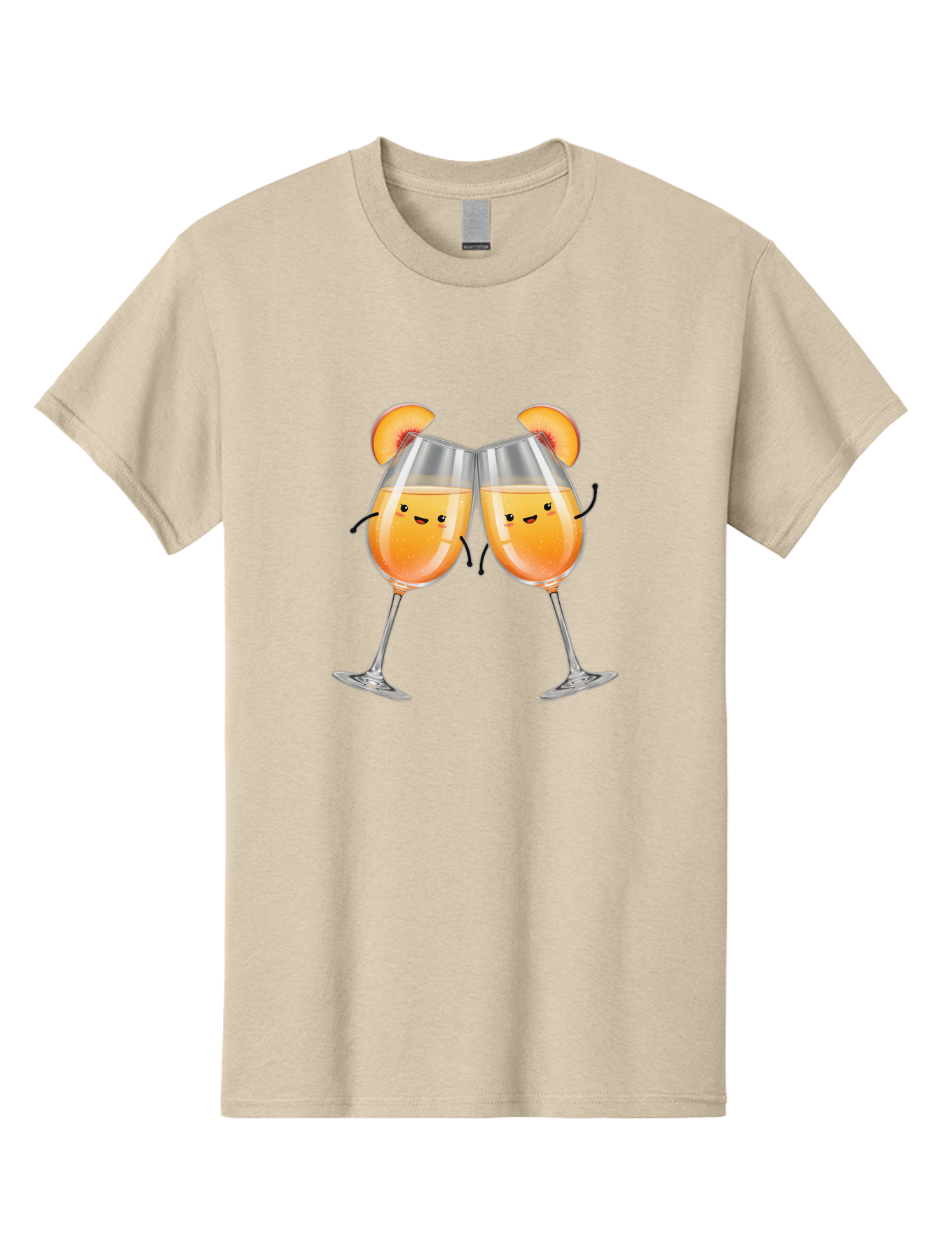 Peach-Bellini Men'S Graphic Tee, 100% Cotton, Comfortable Casual Summer Wear, Machine Washable, Peach Bellini Cocktail, Champagne Flutes, Cartoon Characters, Peach Slices, Festive Drinks, Happy Hour, Cocktail Party, Celebratory Toast Bad411
