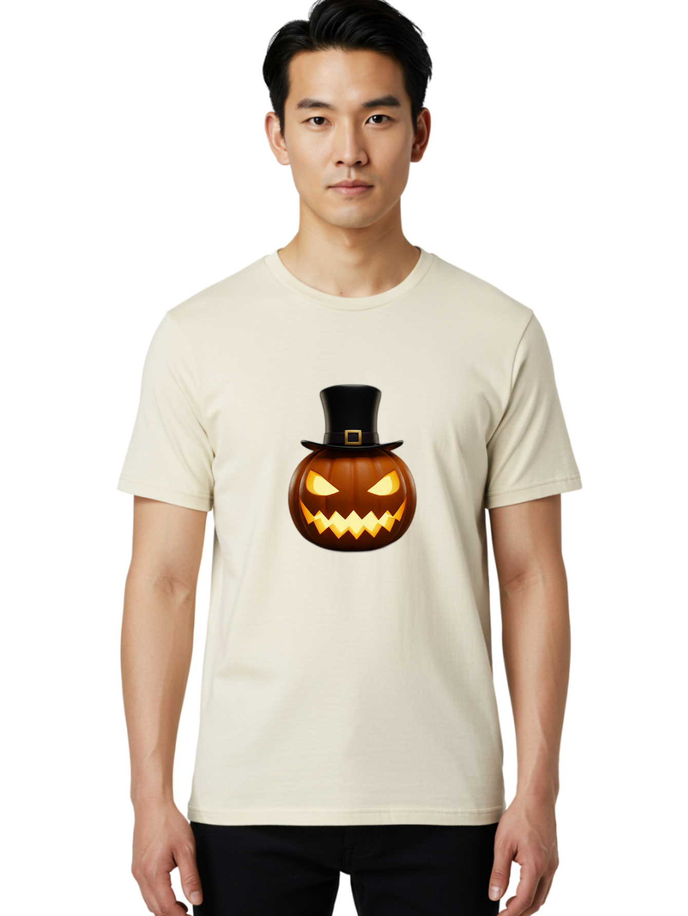 Pilgrim-Jack-O-Lantern Men'S Graphic Tee, 100% Cotton, Comfortable Casual Summer Wear, Machine Washable, Carved Pumpkin, Jack-O'-Lantern, Halloween Decorations, Spooky Atmosphere, Glowing Eyes, Pilgrim Hat, Autumnal Festivities, Bad414