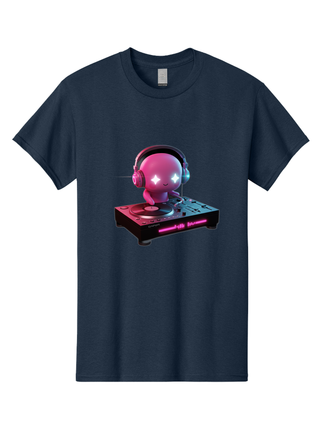 Pink-Alien-Dj Men'S Graphic Tee, 100% Cotton, Comfortable Casual Summer Wear, Machine Washable, Character Djing, Pink Headphones, Sparkling Eyes, Vinyl Record, Music Production, Electronic Dance Music, Dj Controller, Vibrant Scene, Bad421