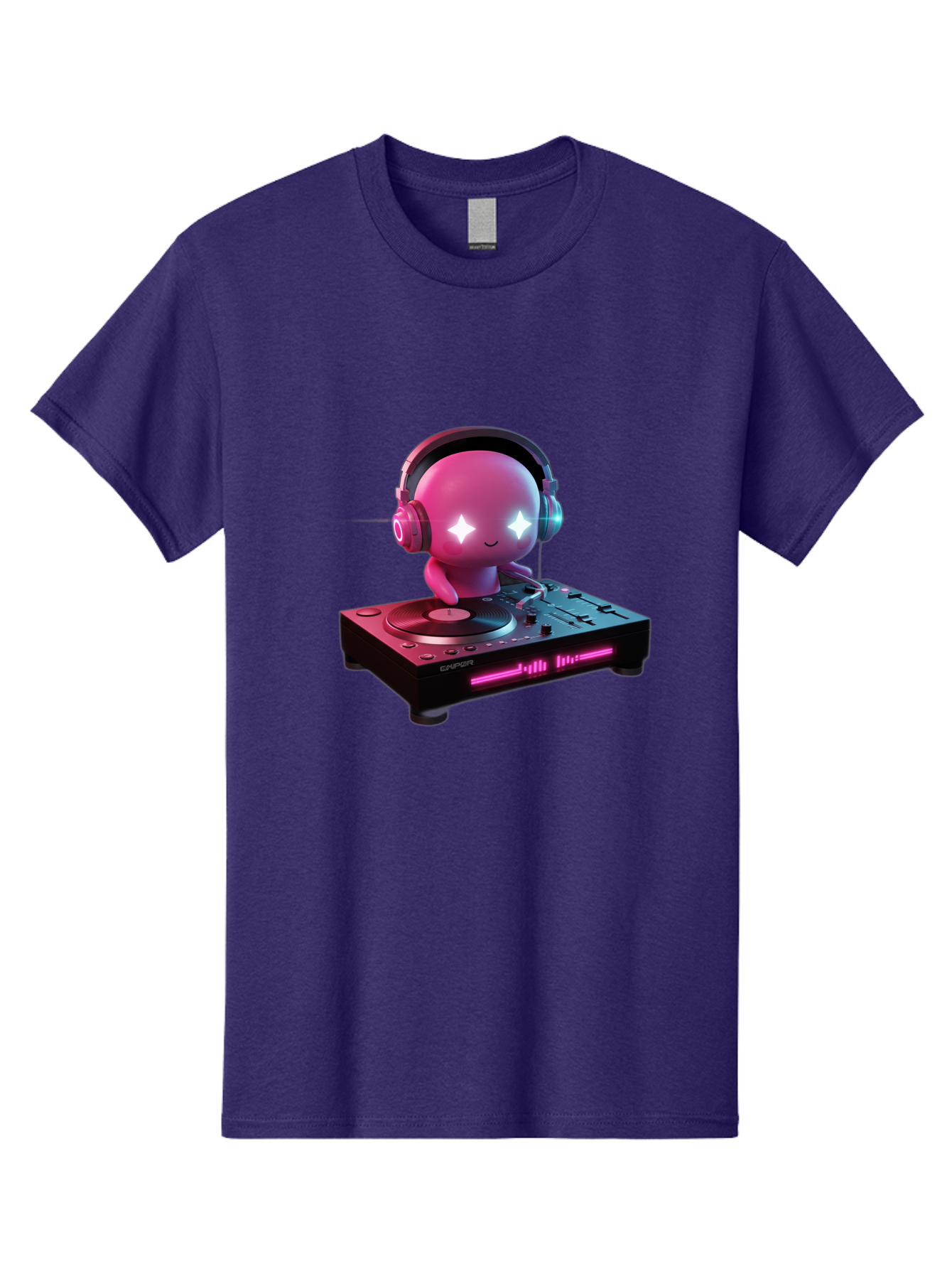 Pink-Alien-Dj Men'S Graphic Tee, 100% Cotton, Comfortable Casual Summer Wear, Machine Washable, Character Djing, Pink Headphones, Sparkling Eyes, Vinyl Record, Music Production, Electronic Dance Music, Dj Controller, Vibrant Scene, Bad421