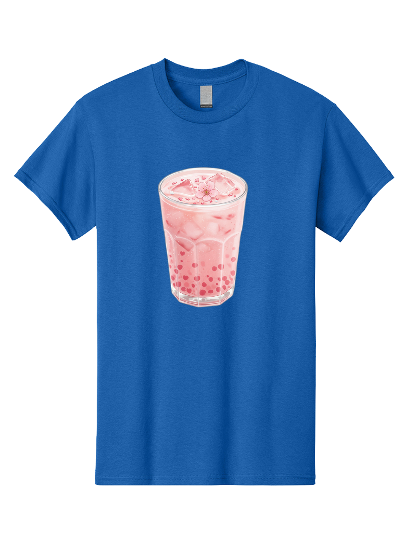 Pink-Boba-Tea Men'S Graphic Tee, 100% Cotton, Comfortable Casual Summer Wear, Machine Washable, Pink Boba, Boba Tea, Milk Tea, Iced Drink, Refreshing Beverage, Boba Bubbles, Sweet Treat, Floral Ice Cube, Chilled Drink Bad425