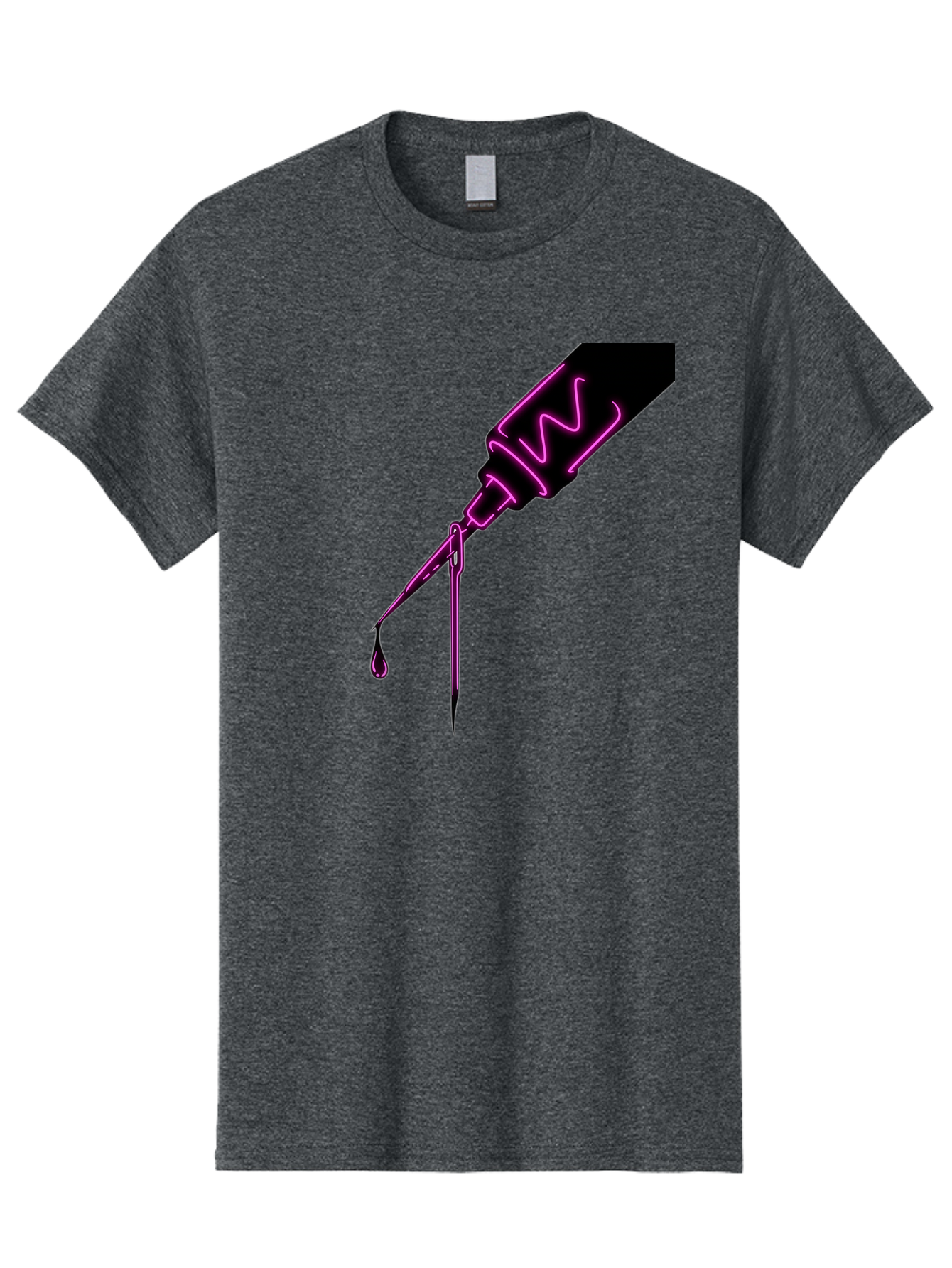 Pink-Dropper Men'S Graphic Tee, 100% Cotton, Comfortable Casual Summer Wear, Machine Washable, Pink Neon Dropper Bottle, Glowing Liquid, Medical Bottle, Pink Glow, Single Drop, Neon Lights, Modern Design, Futuristic Style Bad428