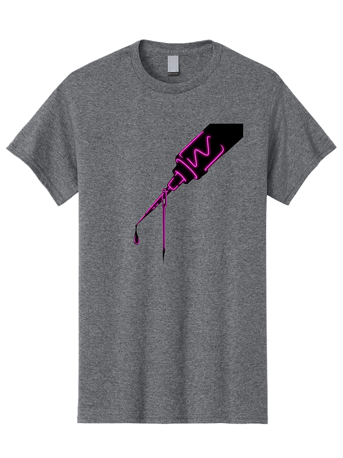 Pink-Dropper Men'S Graphic Tee, 100% Cotton, Comfortable Casual Summer Wear, Machine Washable, Pink Neon Dropper Bottle, Glowing Liquid, Medical Bottle, Pink Glow, Single Drop, Neon Lights, Modern Design, Futuristic Style Bad428