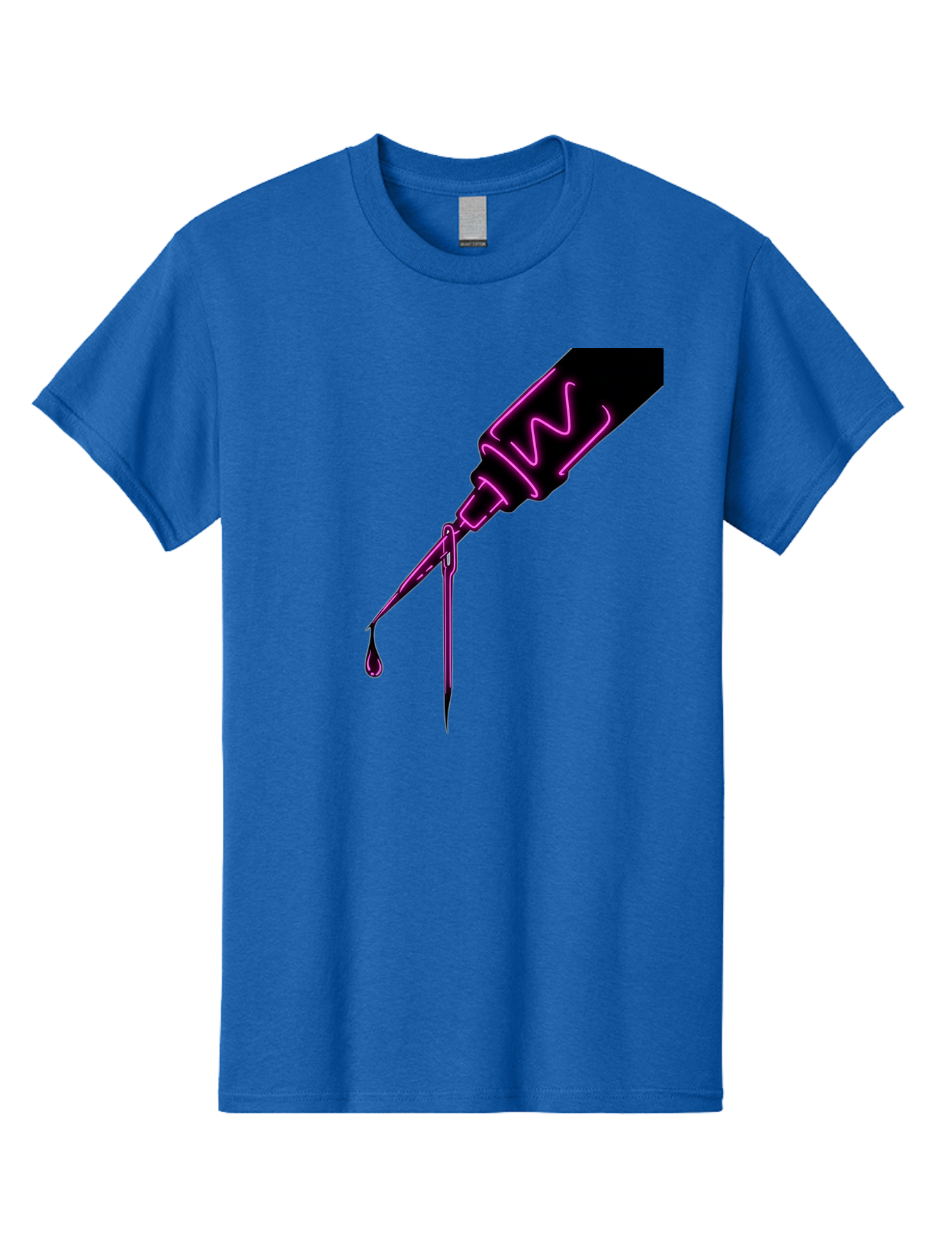 Pink-Dropper Men'S Graphic Tee, 100% Cotton, Comfortable Casual Summer Wear, Machine Washable, Pink Neon Dropper Bottle, Glowing Liquid, Medical Bottle, Pink Glow, Single Drop, Neon Lights, Modern Design, Futuristic Style Bad428