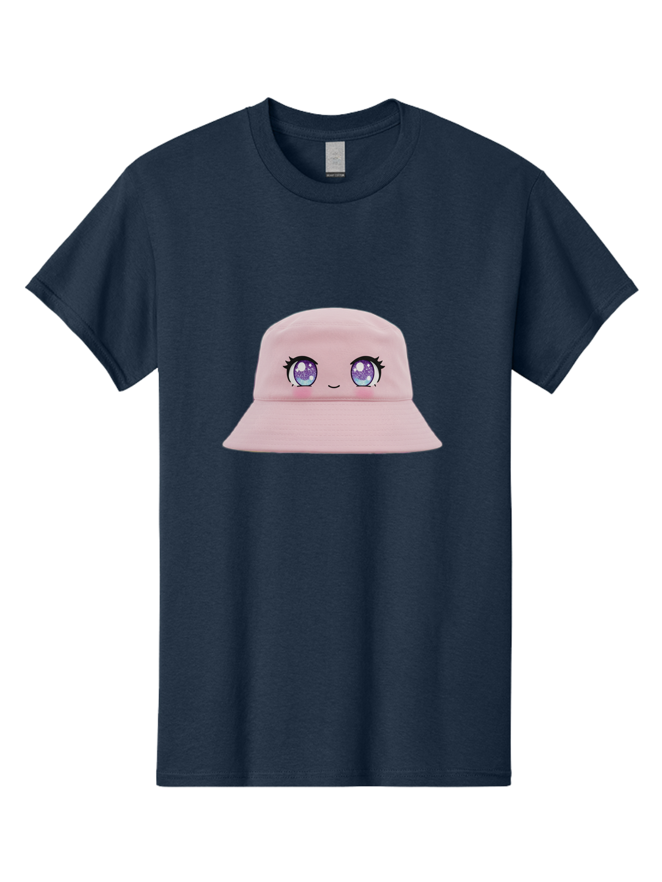 Pink-Hat Men'S Graphic Tee, 100% Cotton, Comfortable Casual Summer Wear, Machine Washable, Kawaii Fashion, Pink Baseball Cap, Cartoon Eyes, Cute Face, Kawaii Accessories, Pastel Fashion, Cute Hats, Fashion Trends, Kawaii Style Bad430