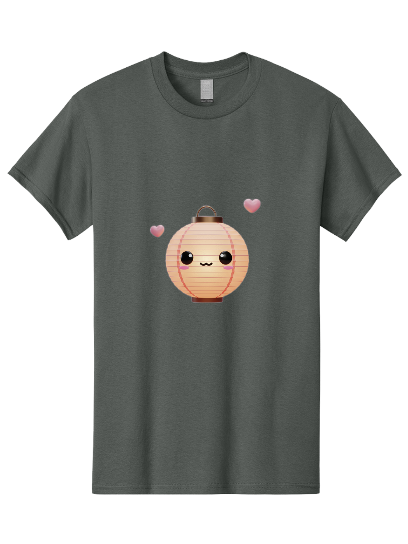 Pink-Lantern Men'S Graphic Tee, 100% Cotton, Comfortable Casual Summer Wear, Machine Washable, Kawaii Lantern, Cute Design, Heart-Shaped Elements, Pink Hearts, Digital Illustration, Cartoon Style, Adorable Character, Pink Lantern Bad432