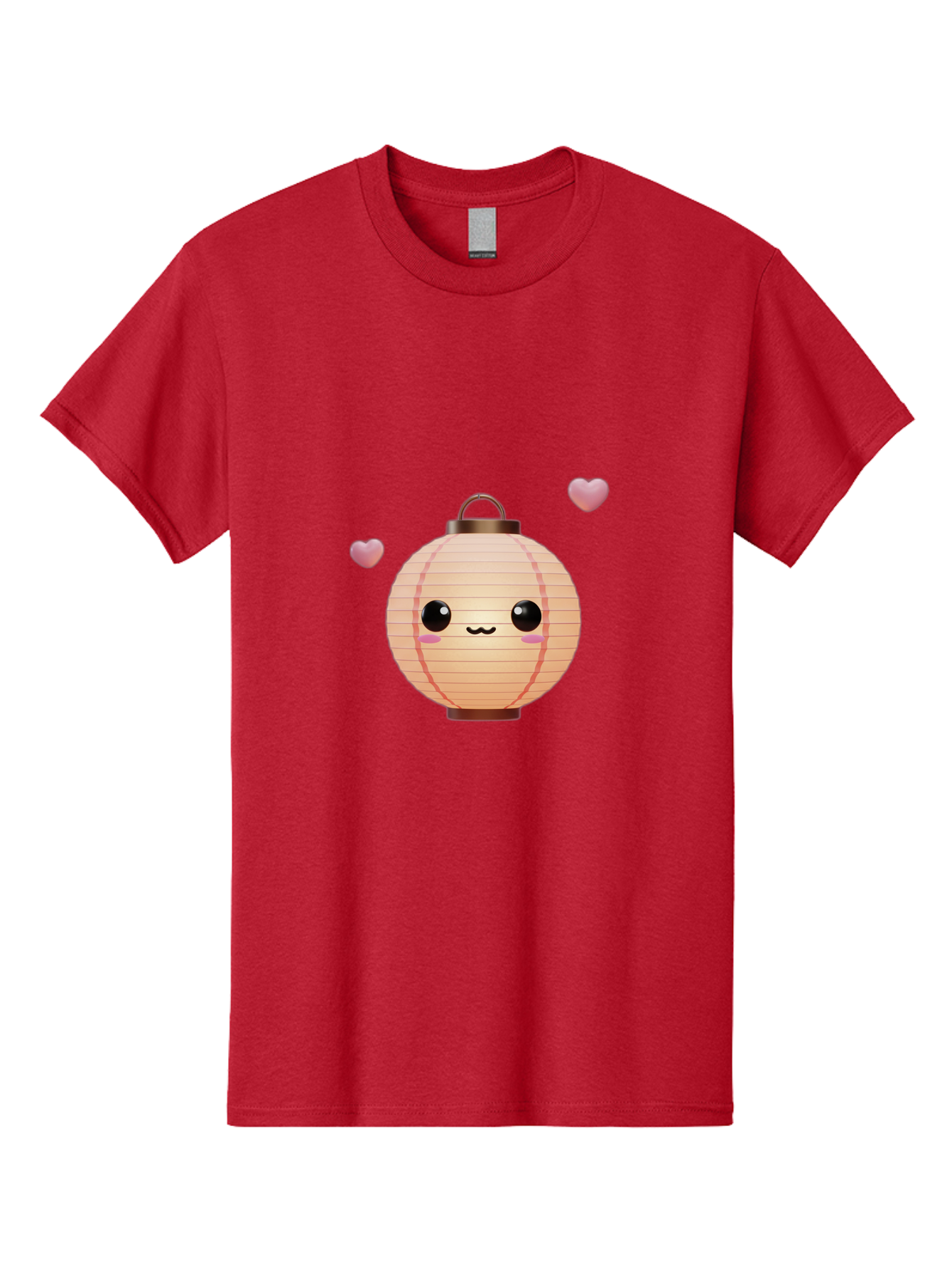 Pink-Lantern Men'S Graphic Tee, 100% Cotton, Comfortable Casual Summer Wear, Machine Washable, Kawaii Lantern, Cute Design, Heart-Shaped Elements, Pink Hearts, Digital Illustration, Cartoon Style, Adorable Character, Pink Lantern Bad432