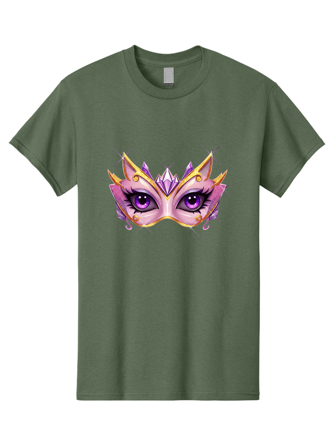 Pink-Mask Men'S Graphic Tee, 100% Cotton, Comfortable Casual Summer Wear, Machine Washable, Masquerade Mask, Purple Eyes, Gold Trim, Luxury Design, Mysterious Gaze, Decorative Mask, Elegant Face Mask, Carnival Accessory Bad433