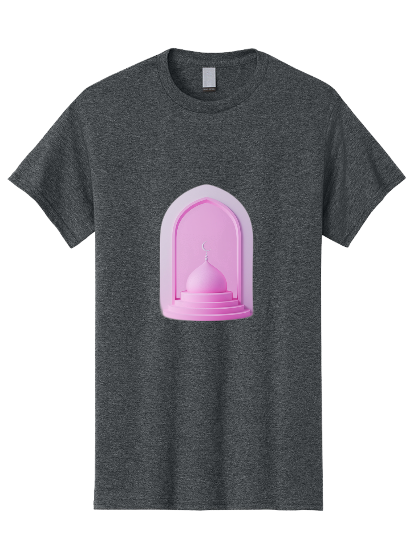 Pink-Mosque-Dome Men'S Graphic Tee, 100% Cotton, Comfortable Casual Summer Wear, Machine Washable, Islamic Architecture, Dome With Crescent Moon, Minimalistic Design, Modern Islamic Art, Religious Symbol, Serene Ambiance, Cultural Heritage Bad434